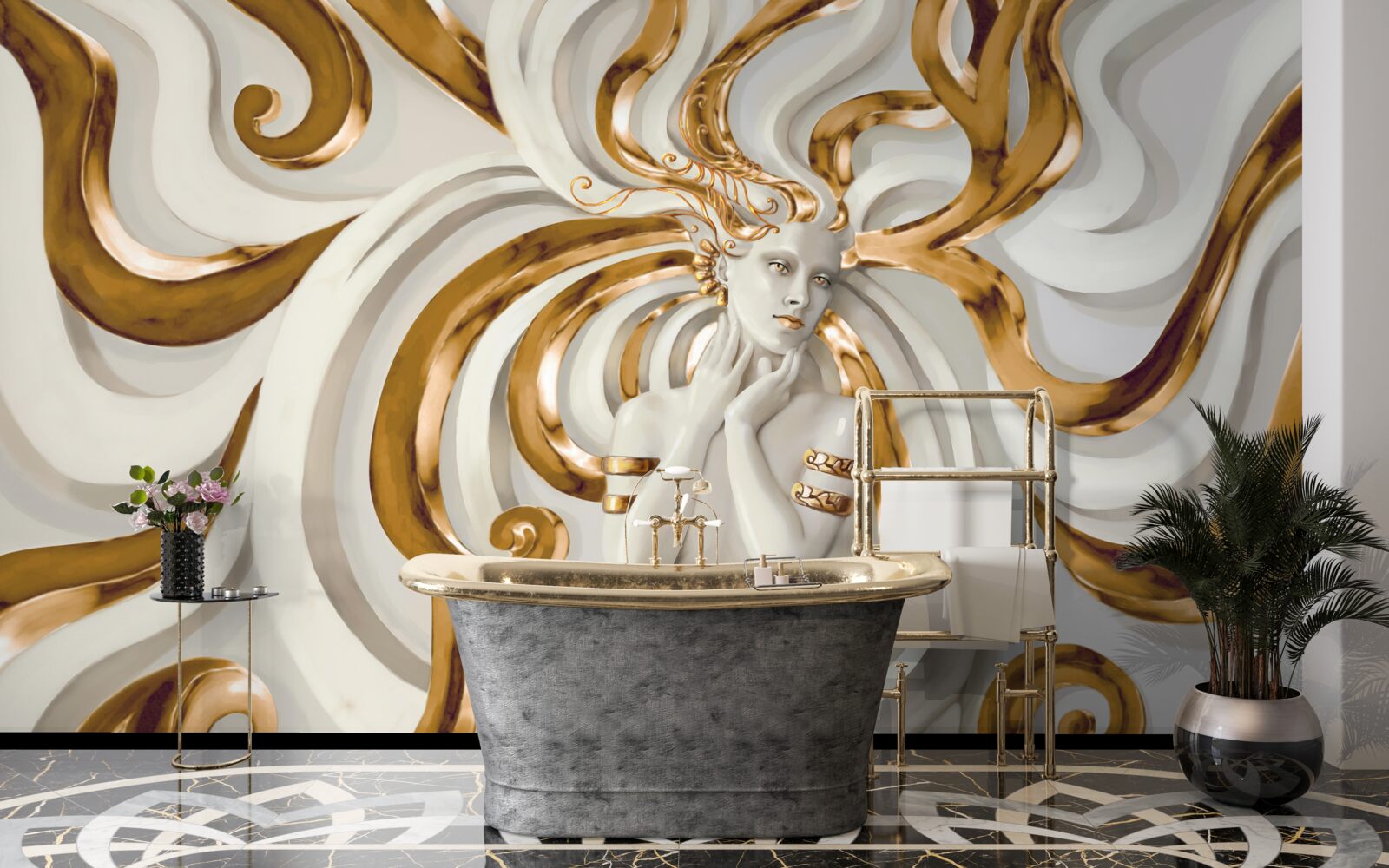 Papier peint dame aux cheveux d'or