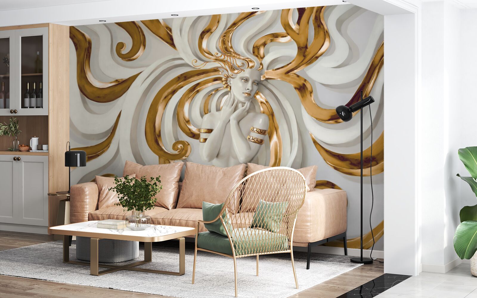 Papier peint dame aux cheveux d'or