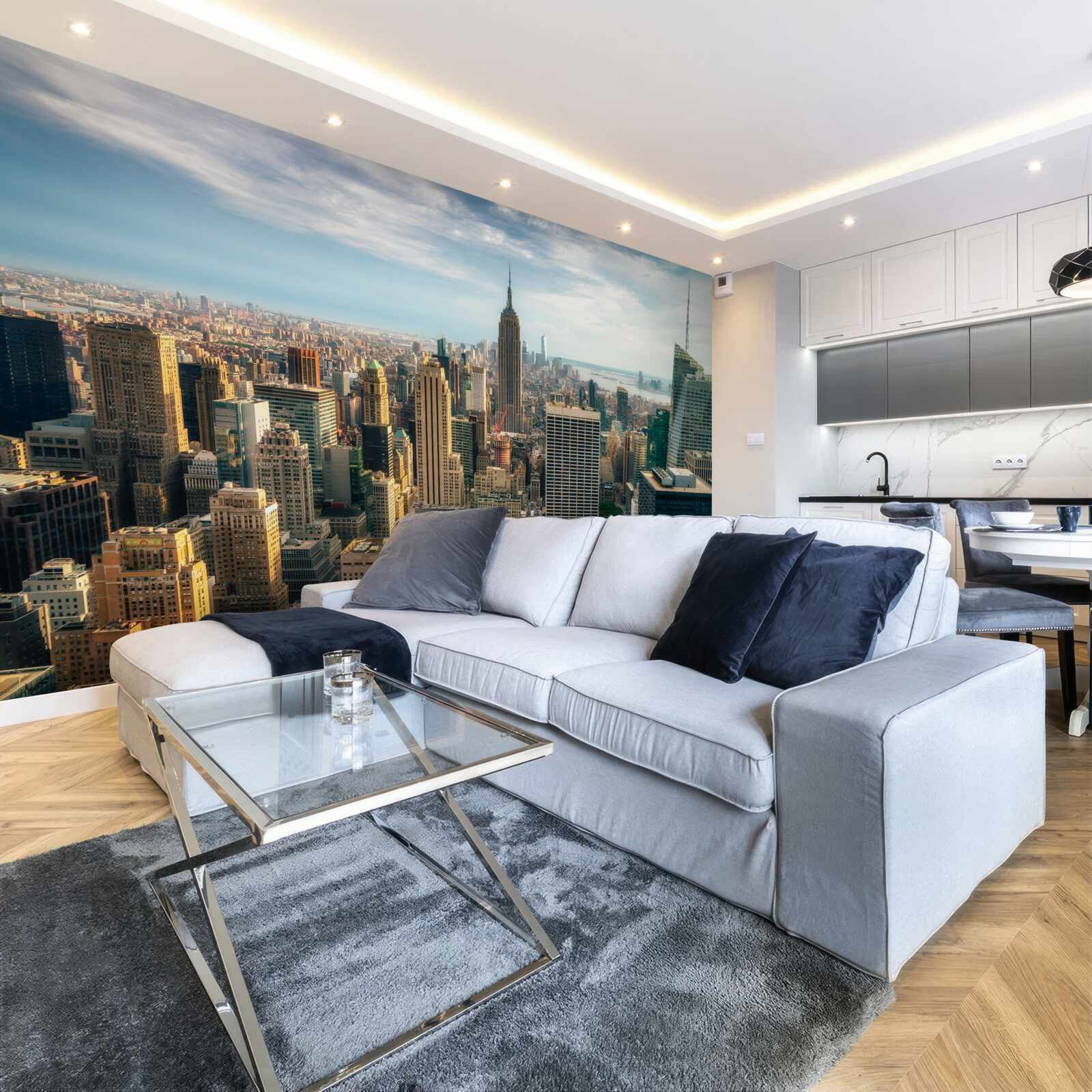 Papier peint la construction de l'empire state bat son plein