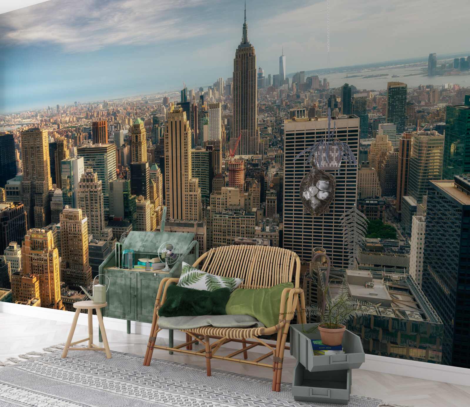 Papier peint la construction de l'empire state bat son plein