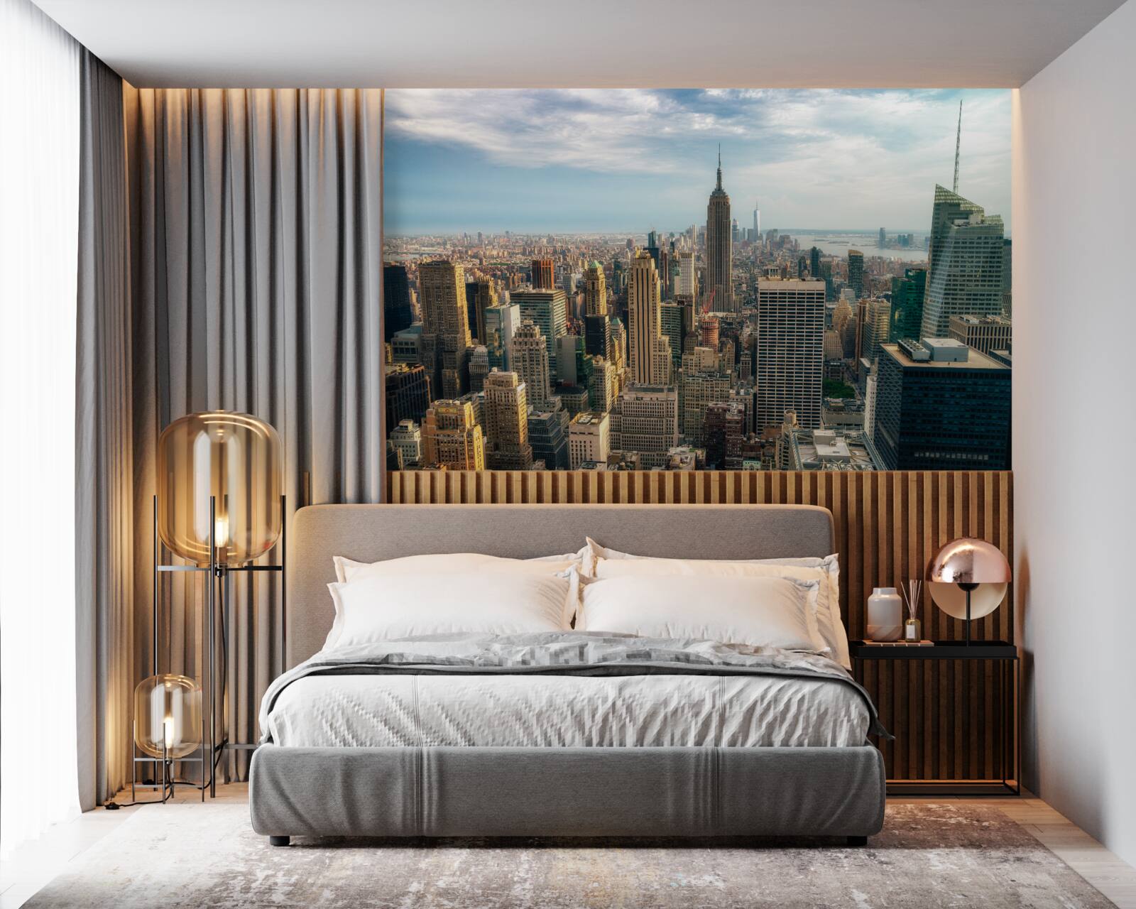 Papier peint la construction de l'empire state bat son plein