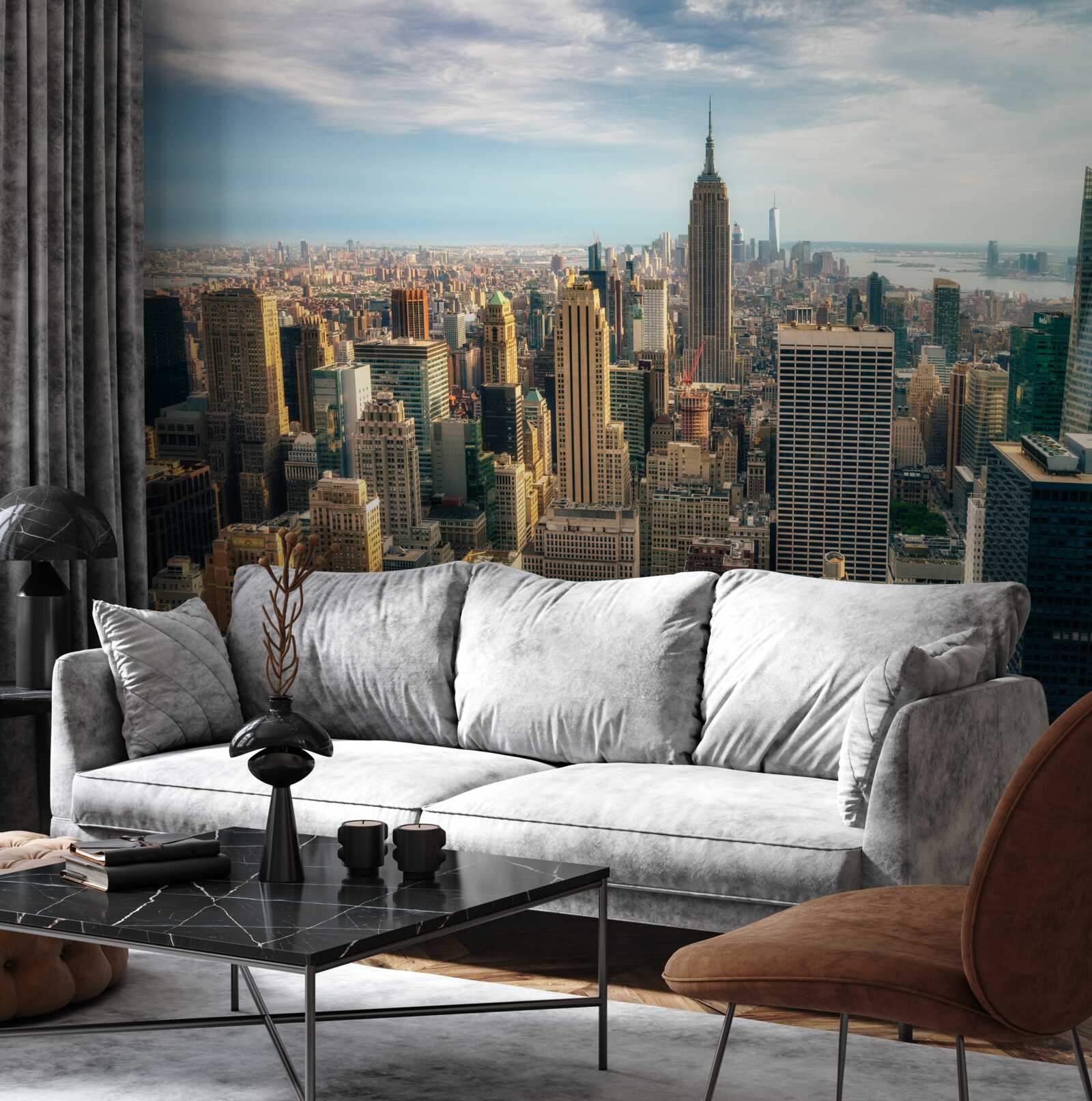 Papier peint la construction de l'empire state bat son plein