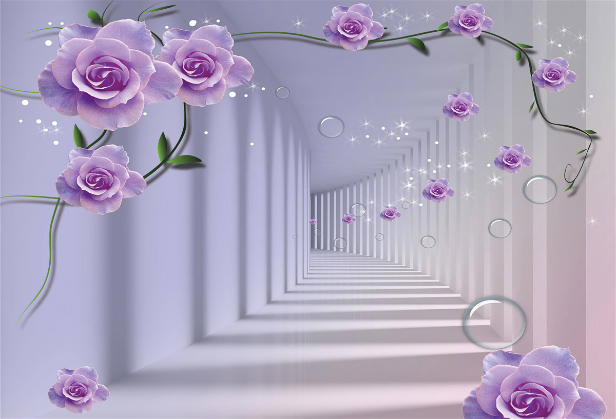 Papier peint de délicats boutons de fleurs bleues s'épanouissent dans le tunnel