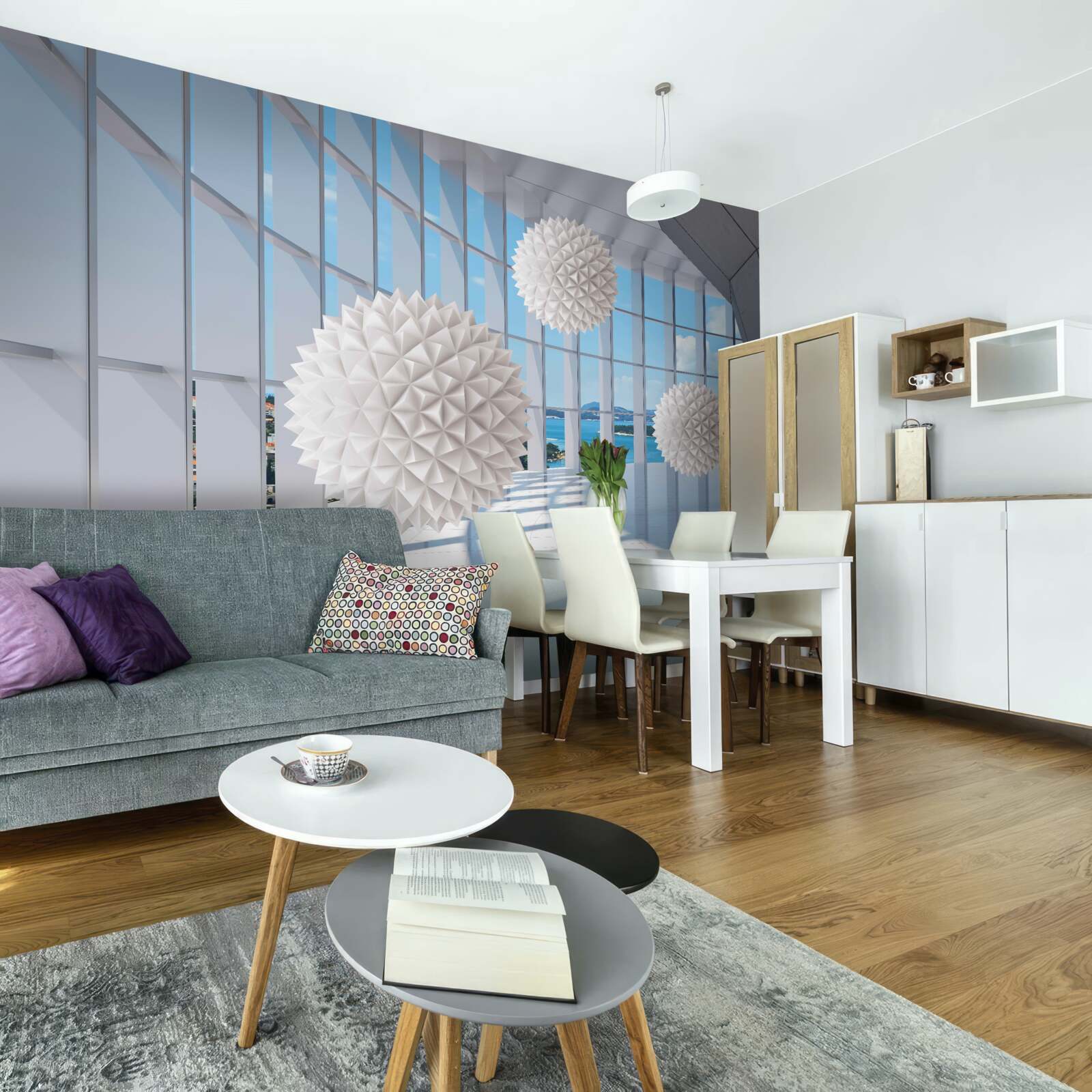 Papier peint boules d'aiguille dans le passage visuel