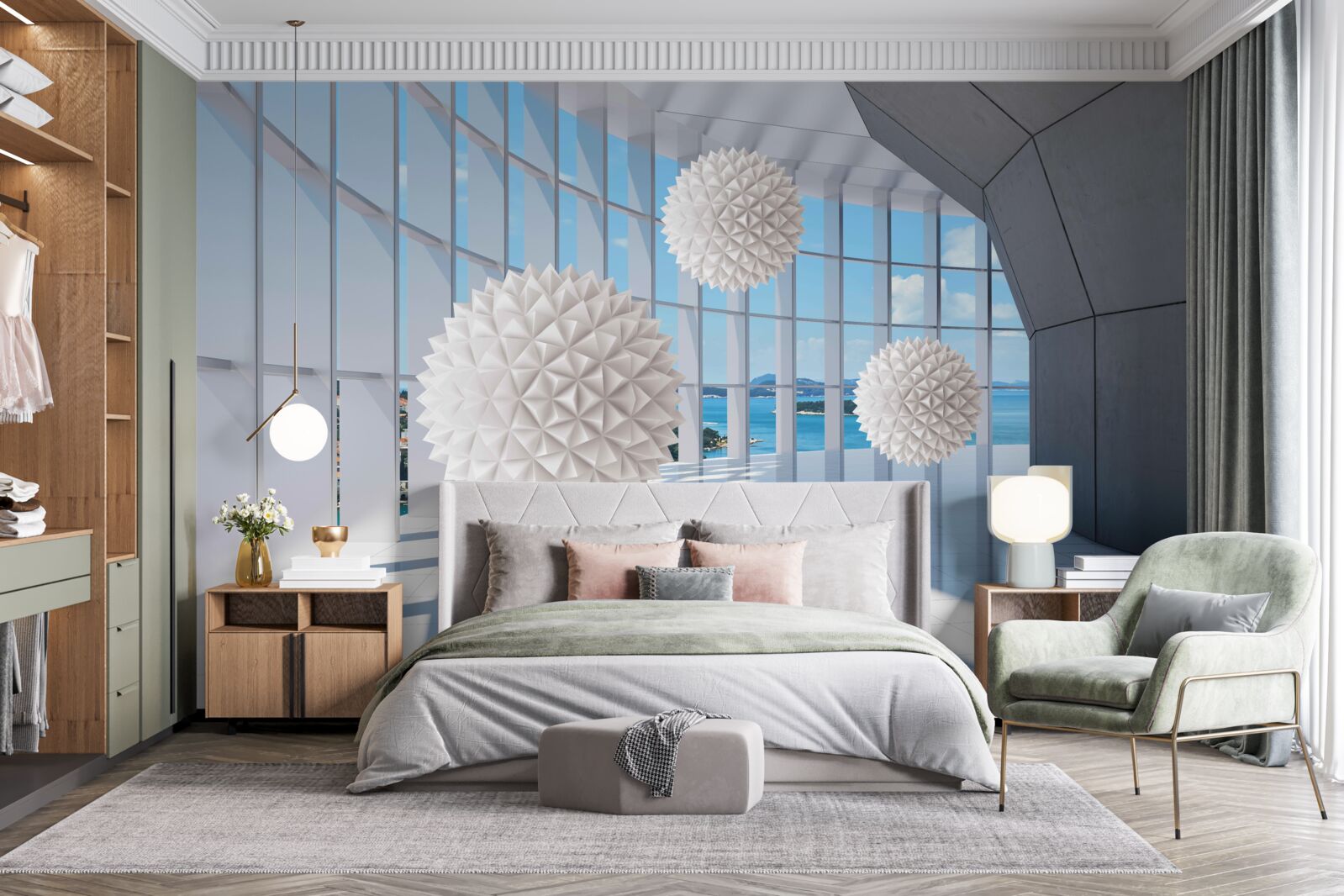 Papier peint boules d'aiguille dans le passage visuel