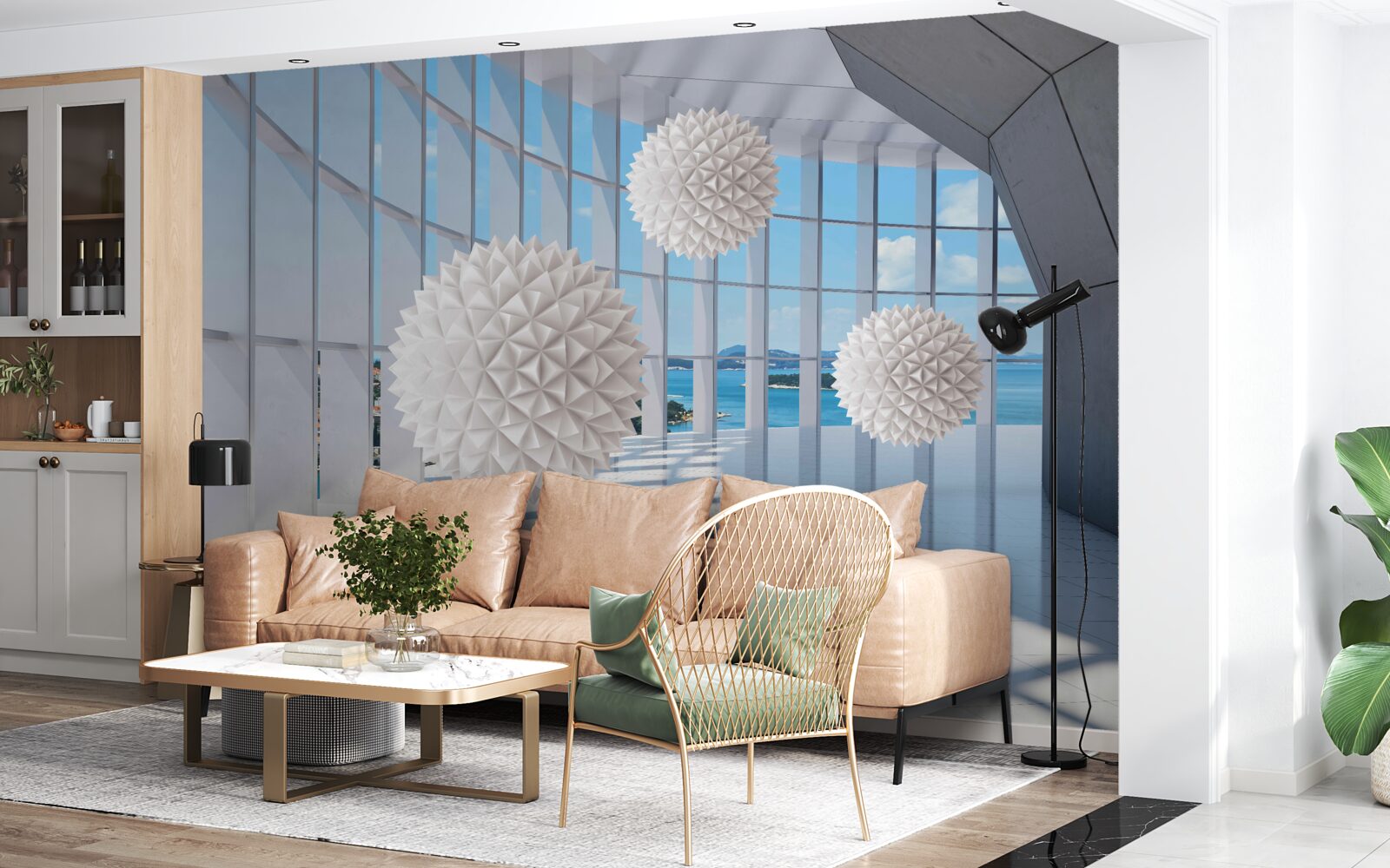 Papier peint boules d'aiguille dans le passage visuel