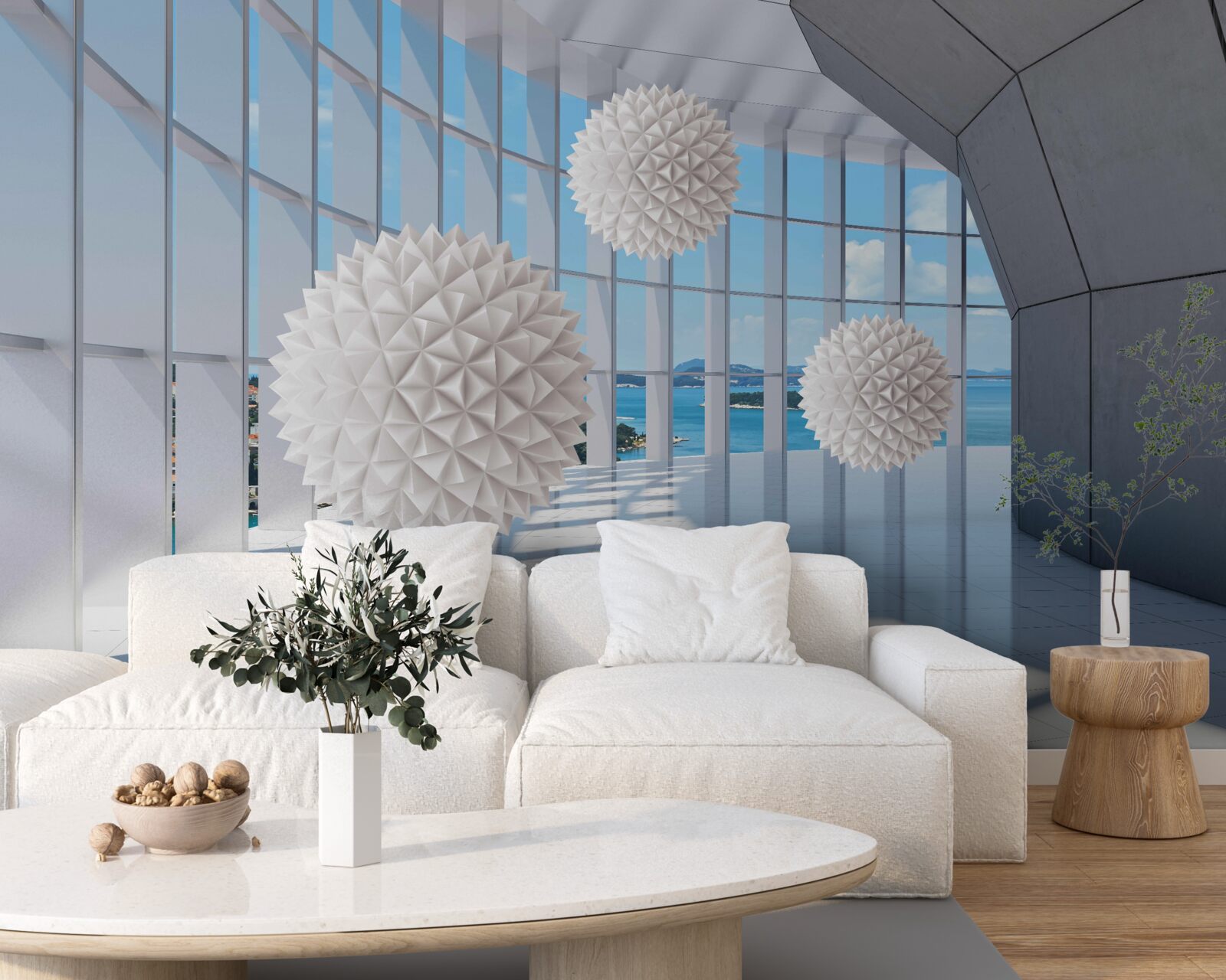 Papier peint boules d'aiguille dans le passage visuel