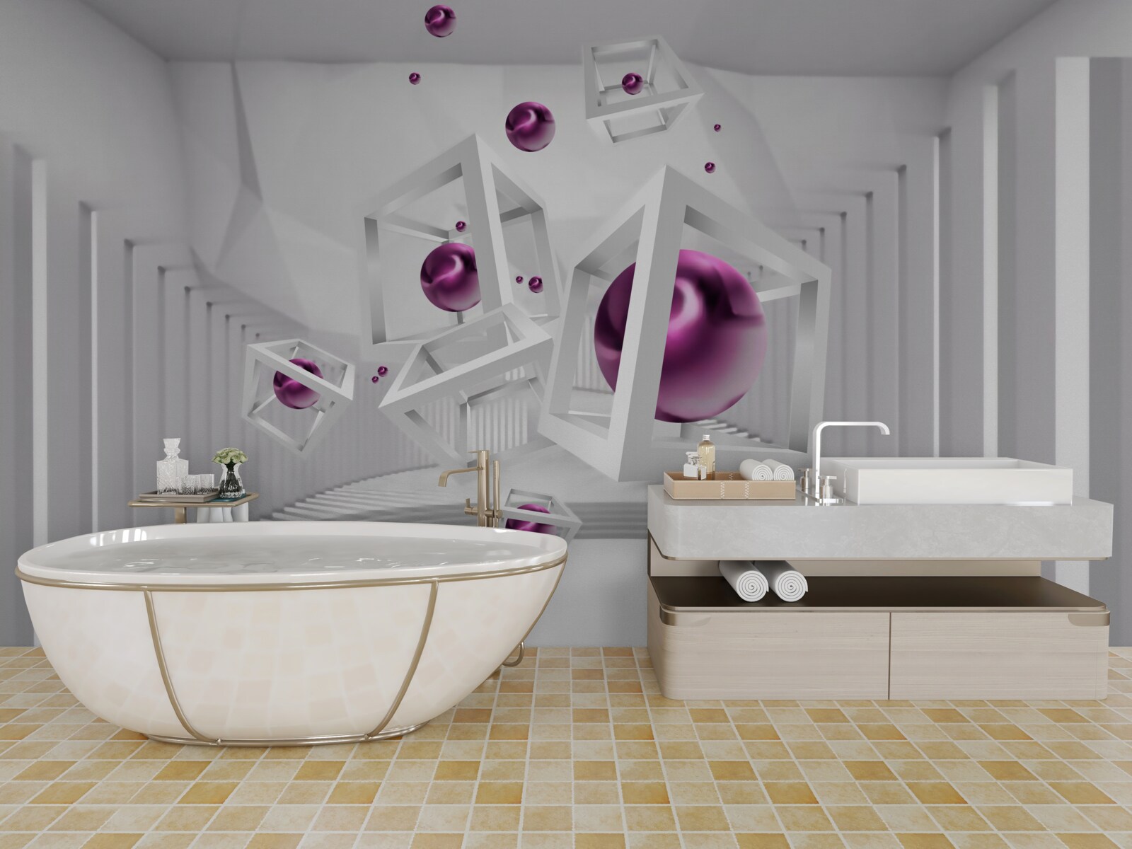 Papier peint les formes géométriques et les escaliers dans le concept d'abstraction