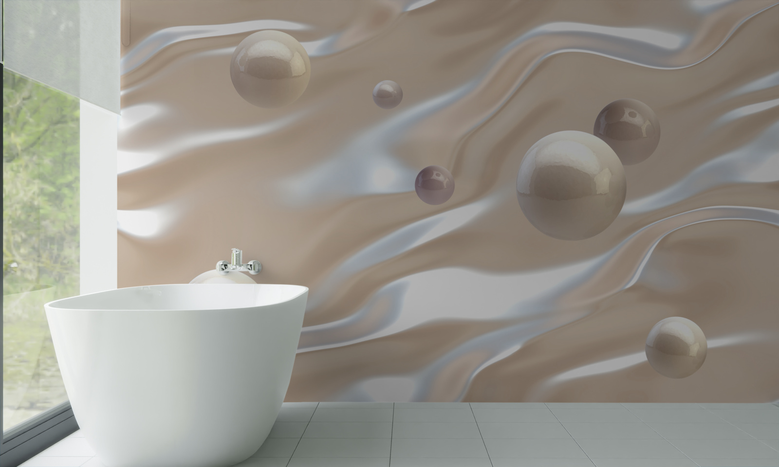 Papier peint des perles d'or à la surface de l'eau