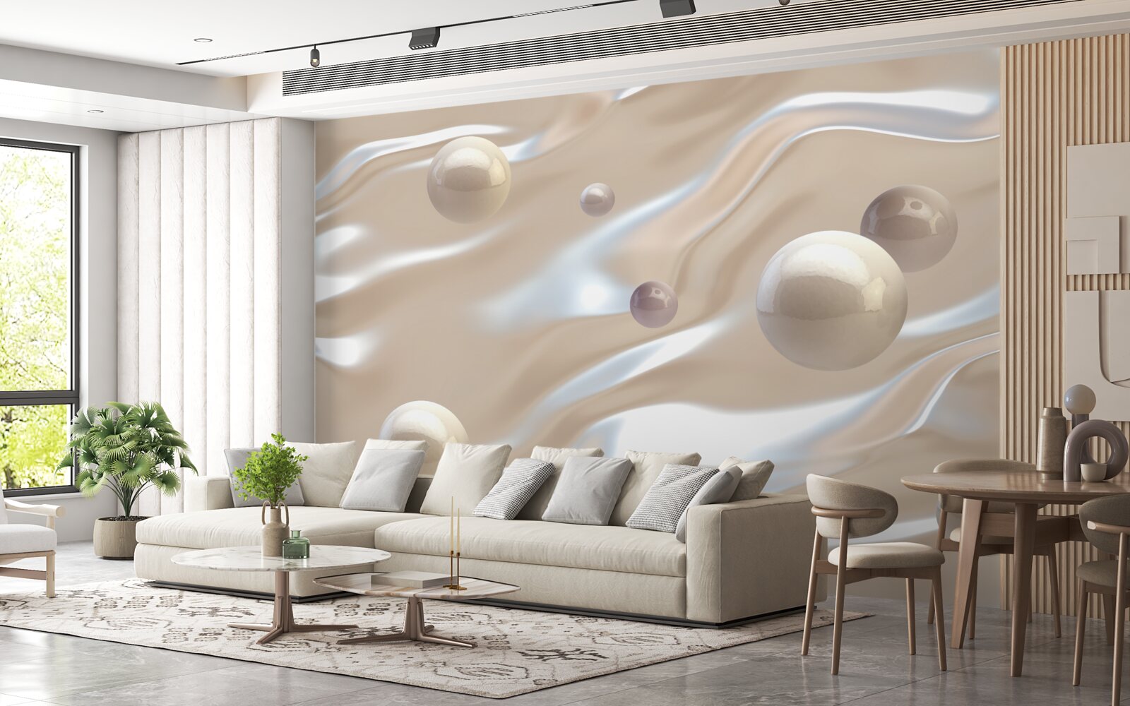 Papier peint des perles d'or à la surface de l'eau