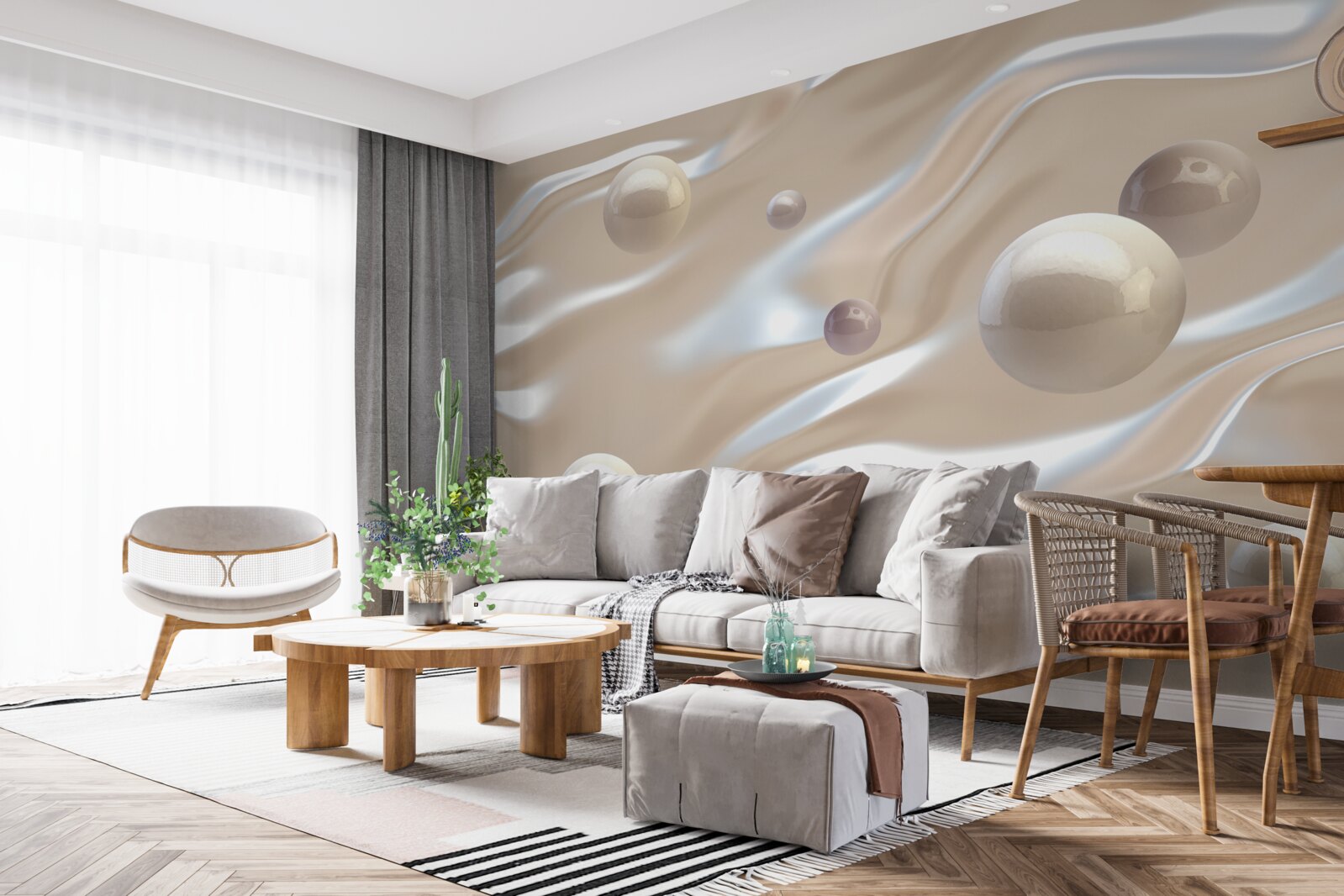 Papier peint des perles d'or à la surface de l'eau