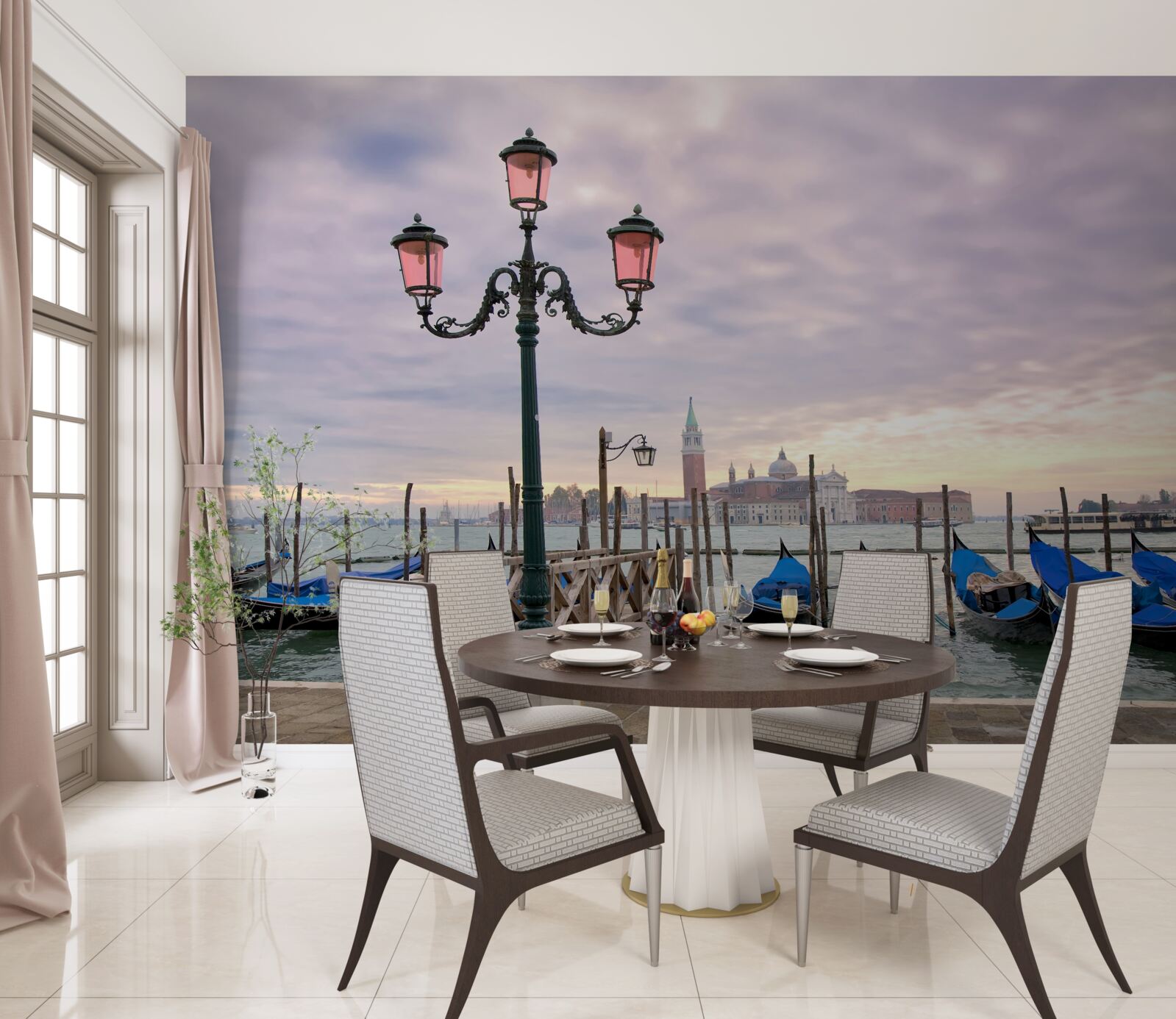 Papier peint gondoles vénitiennes sur la jetée