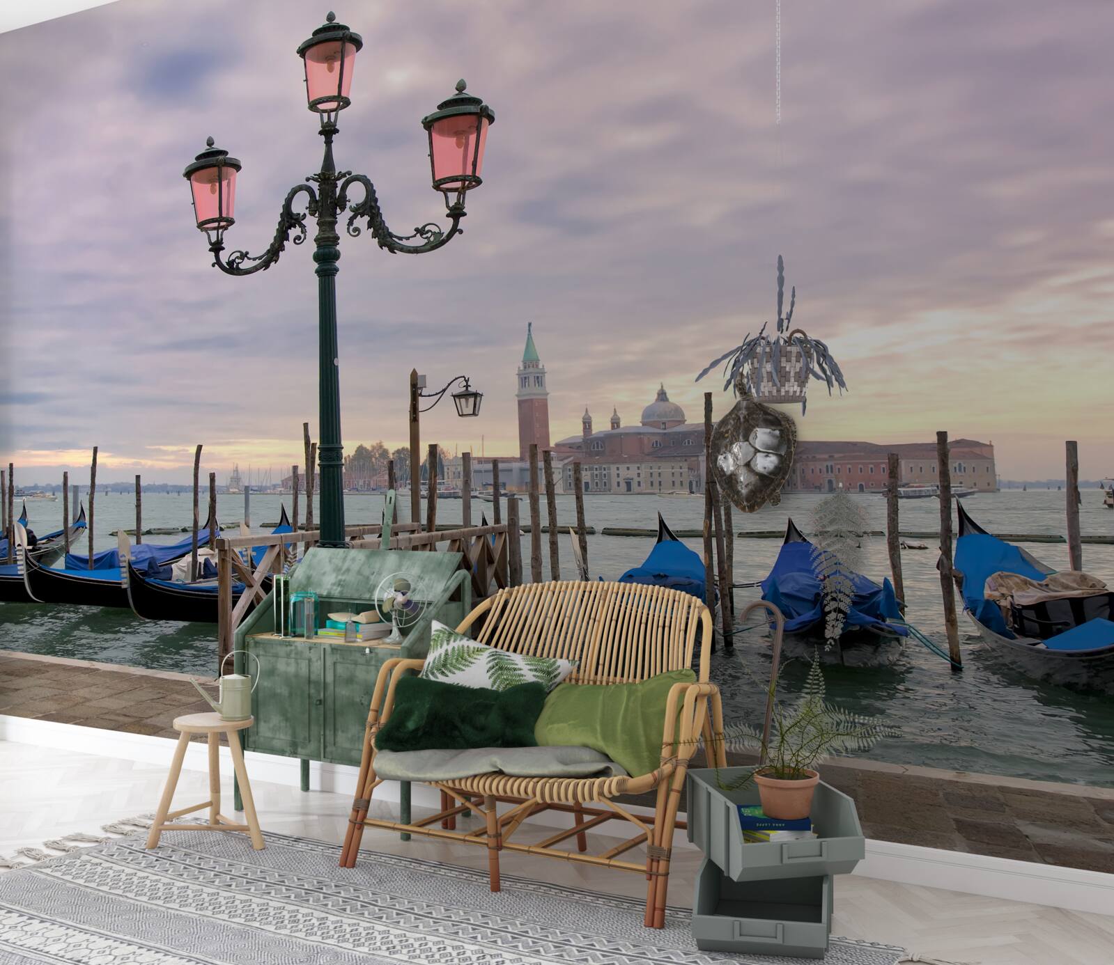 Papier peint gondoles vénitiennes sur la jetée