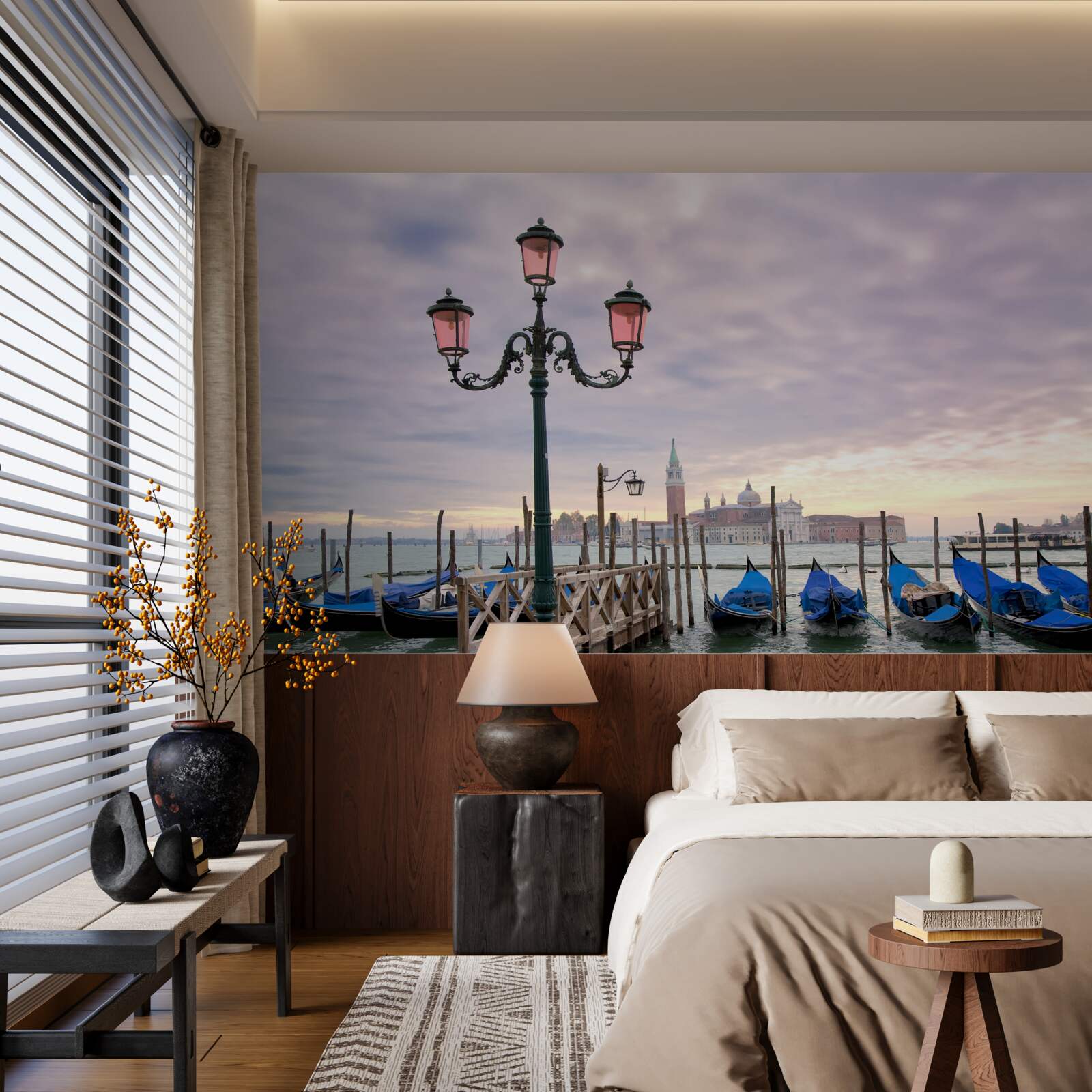 Papier peint gondoles vénitiennes sur la jetée