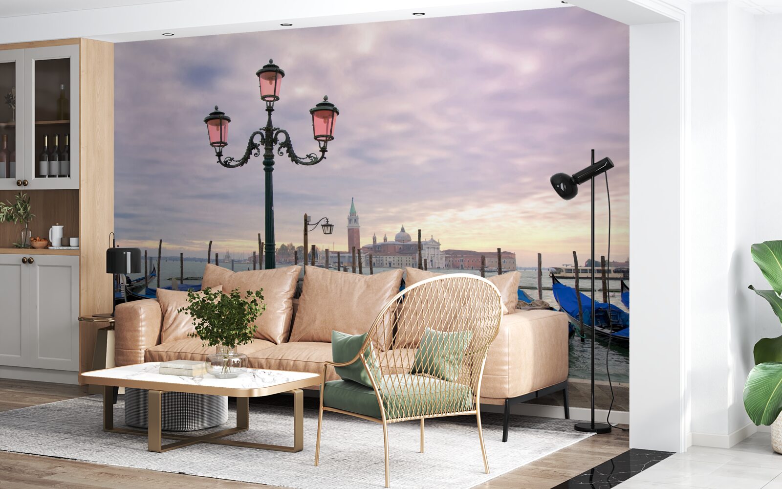 Papier peint gondoles vénitiennes sur la jetée