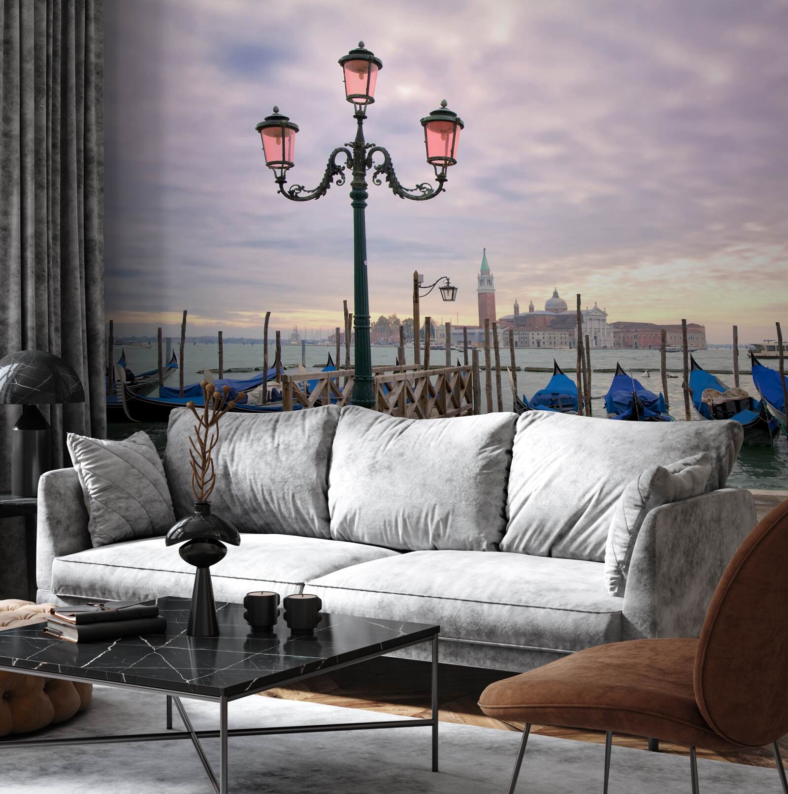 Papier peint gondoles vénitiennes sur la jetée
