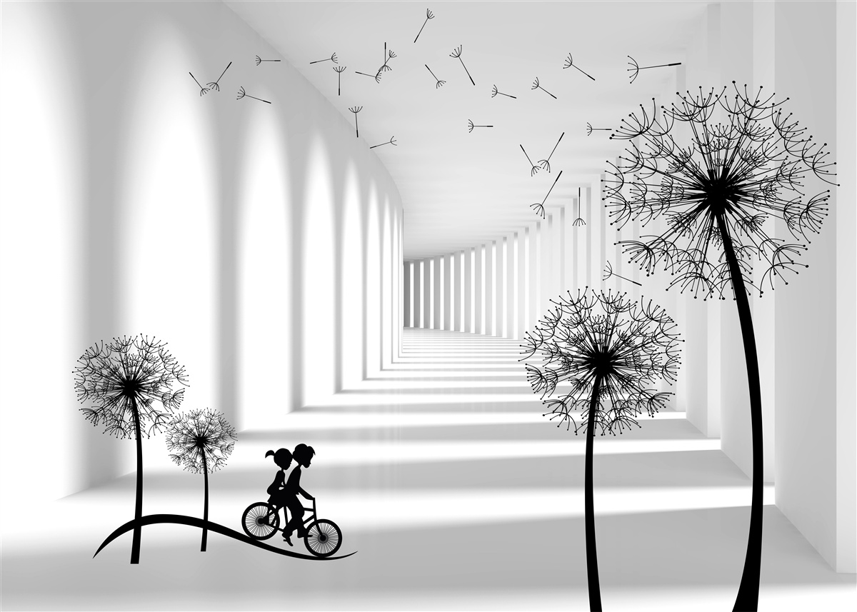 Papier peint les pissenlits emportés par le vent tombent