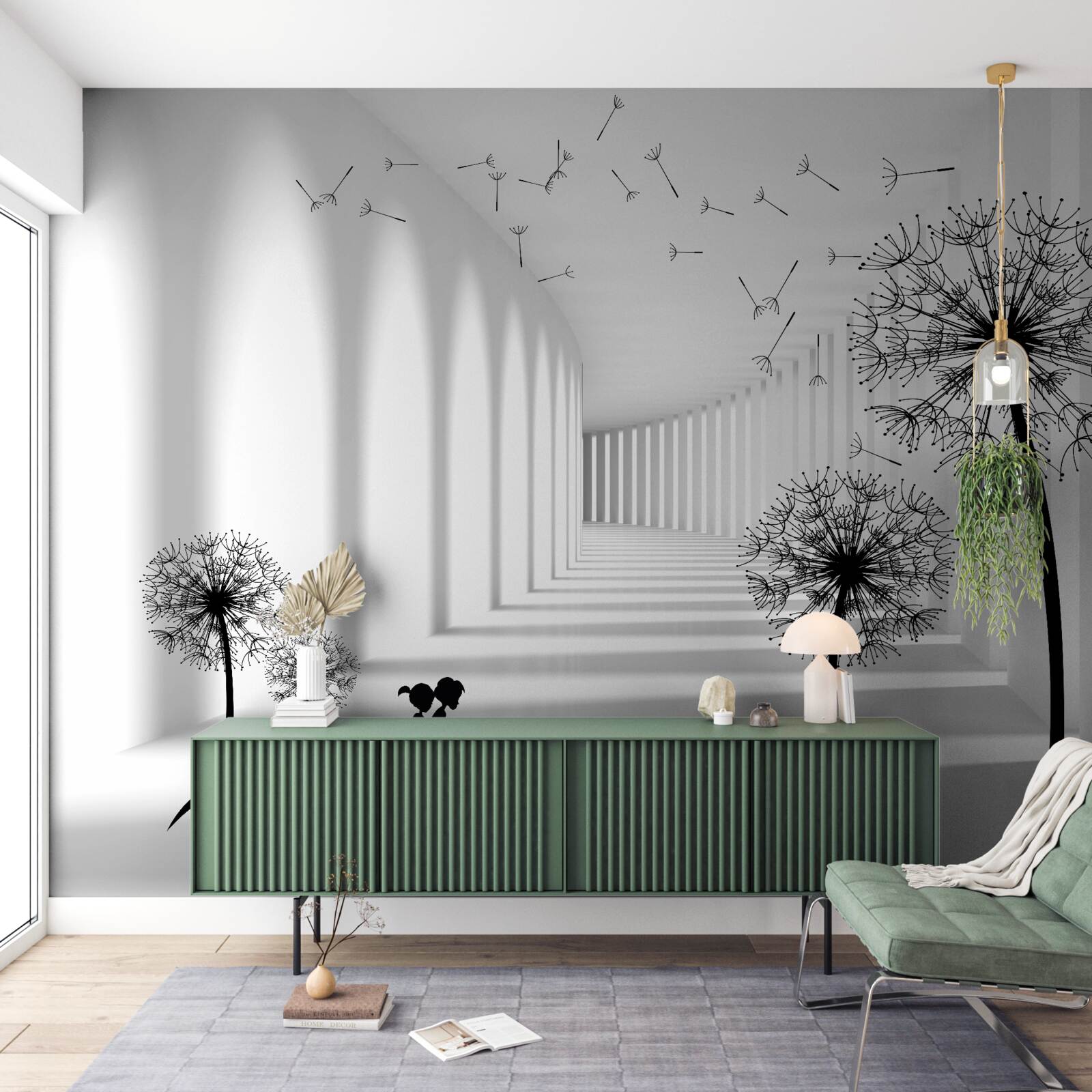 Papier peint les pissenlits emportés par le vent tombent