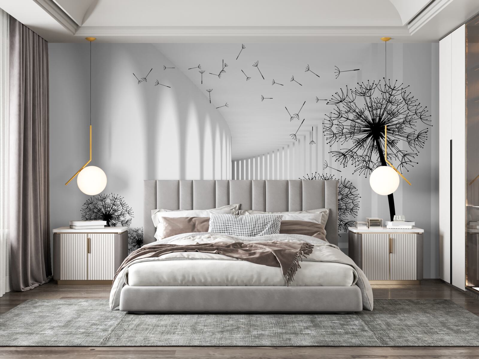 Papier peint les pissenlits emportés par le vent tombent