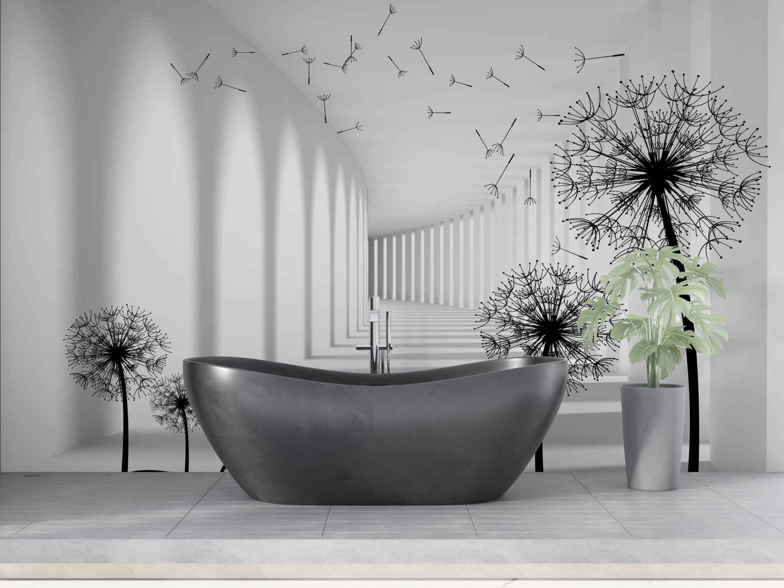 Papier peint les pissenlits emportés par le vent tombent