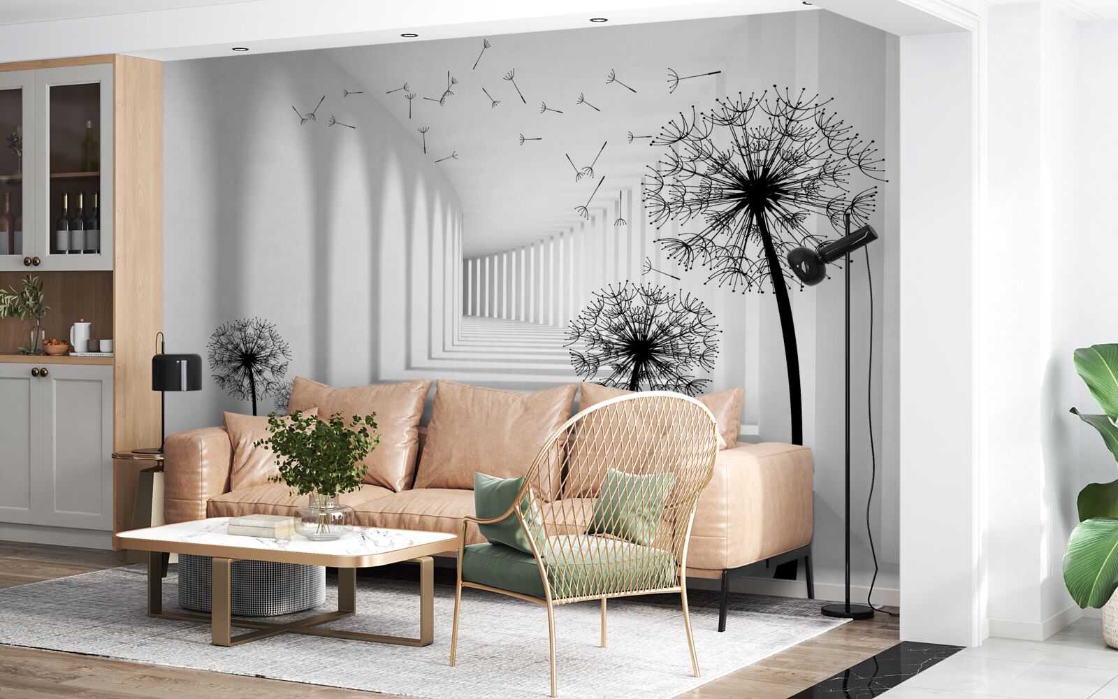 Papier peint les pissenlits emportés par le vent tombent