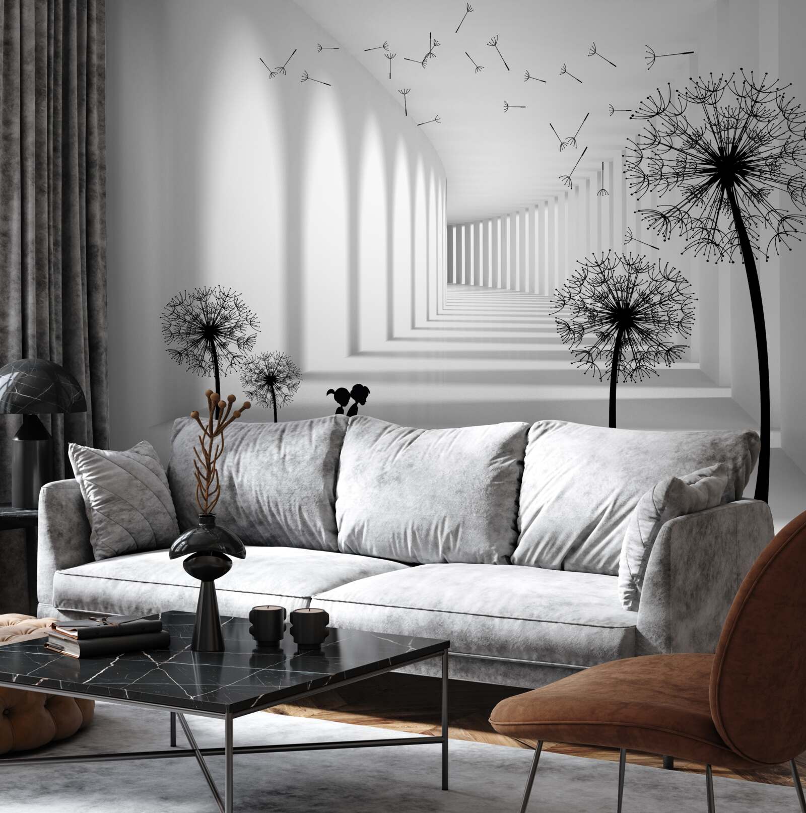 Papier peint les pissenlits emportés par le vent tombent