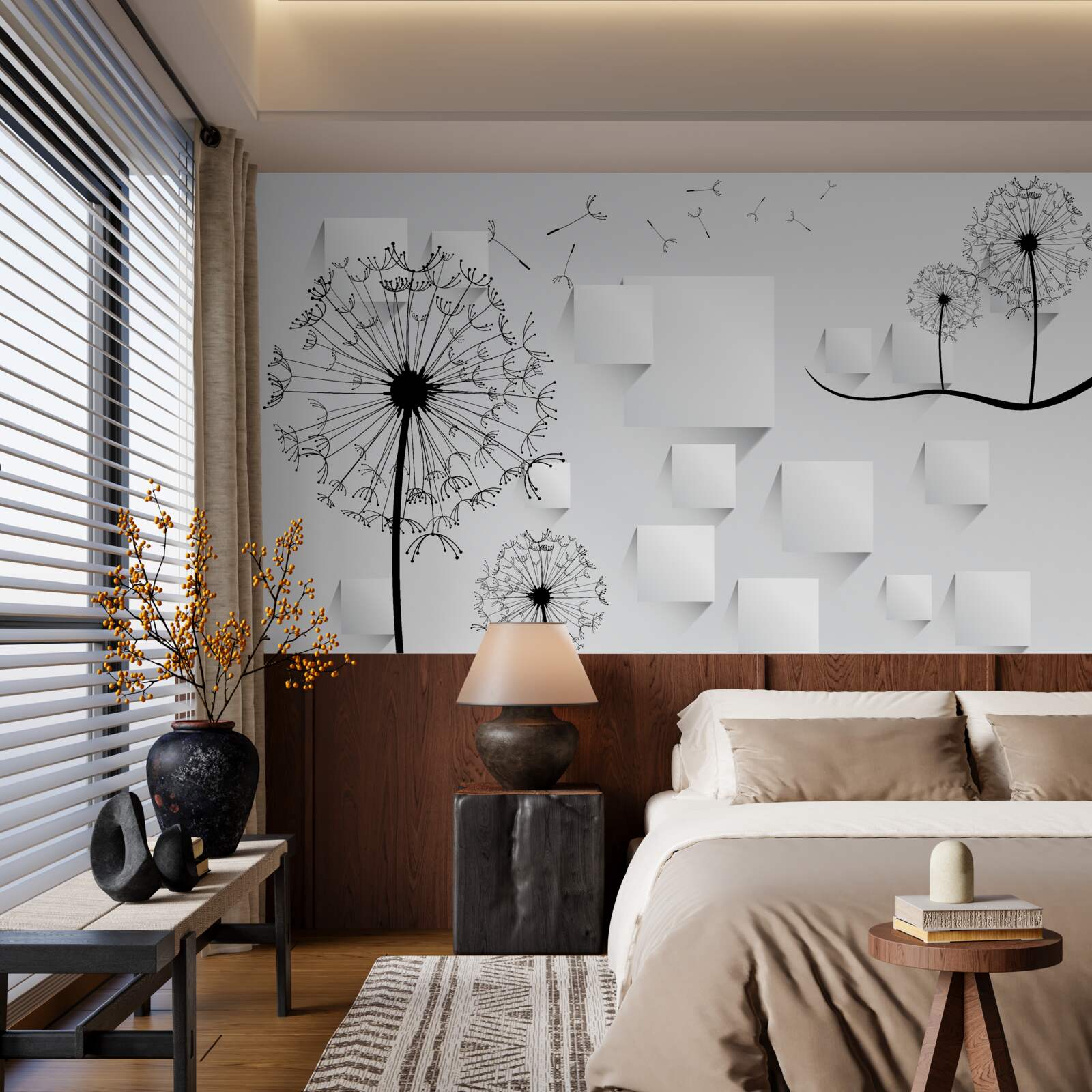 Papier peint le pissenlit se balance dans le vent