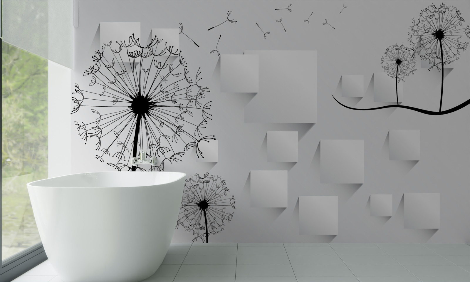 Papier peint le pissenlit se balance dans le vent