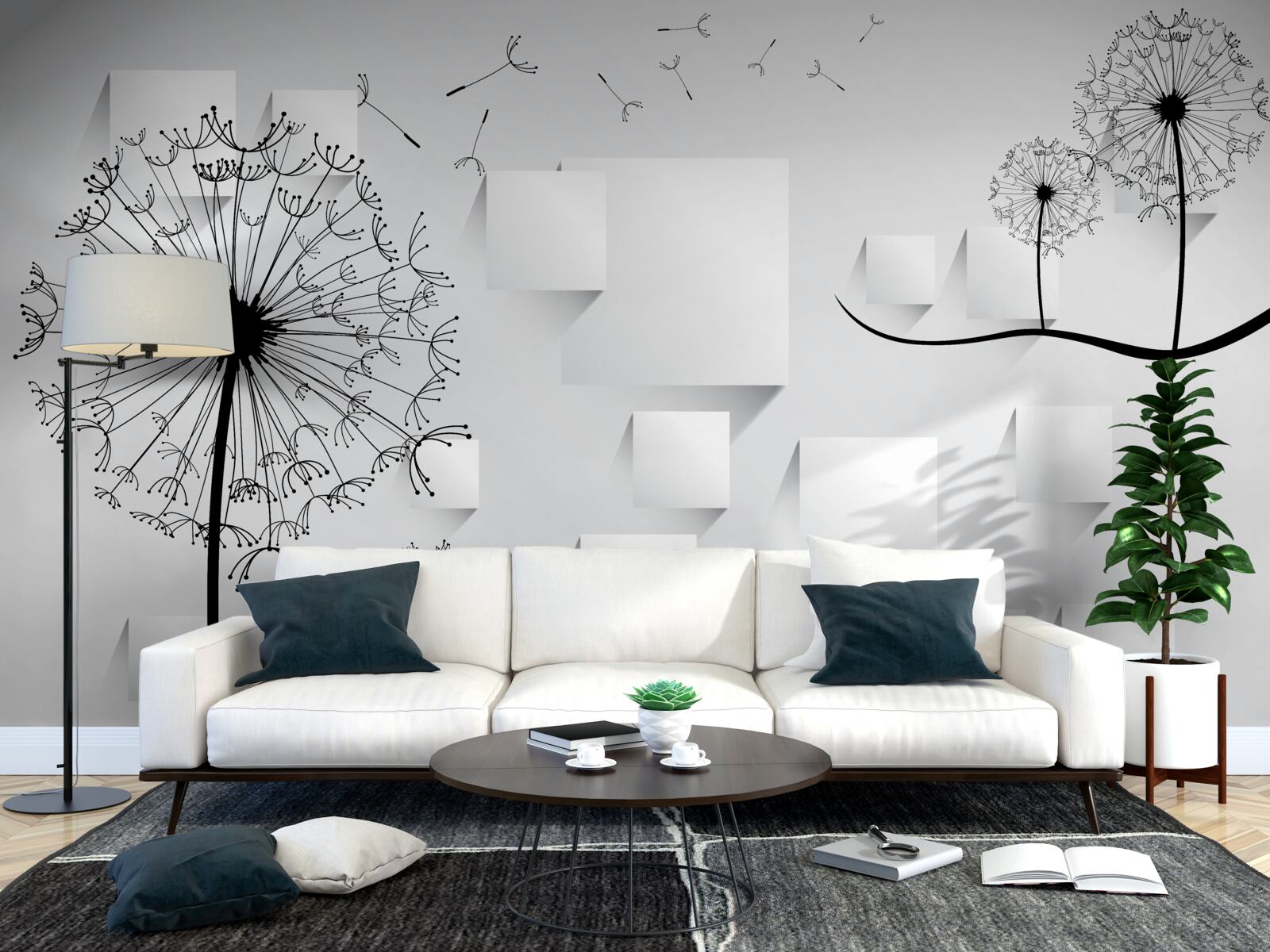 Papier peint le pissenlit se balance dans le vent