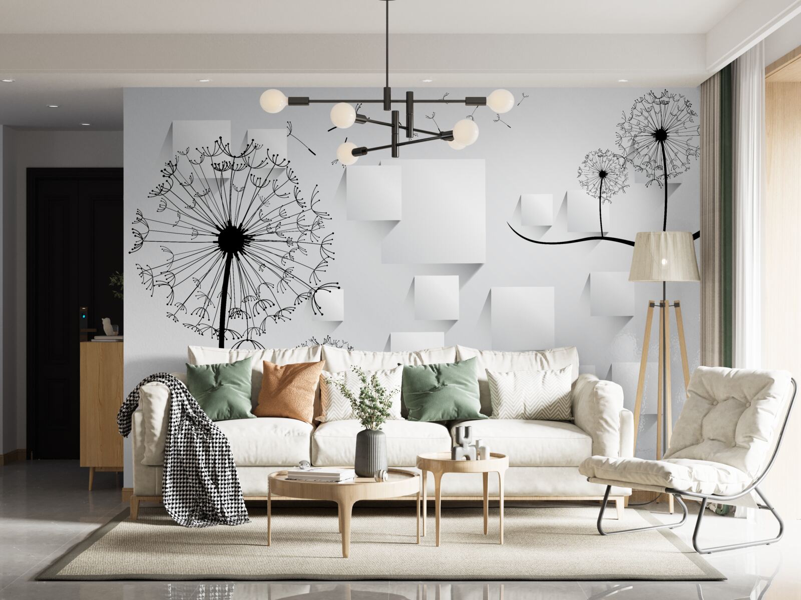 Papier peint le pissenlit se balance dans le vent