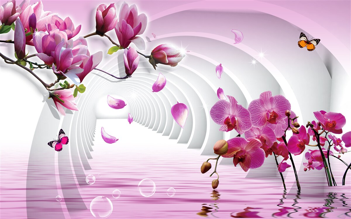 Papier peint de délicieuses nuances de rose, de magnolia et d'orchidée