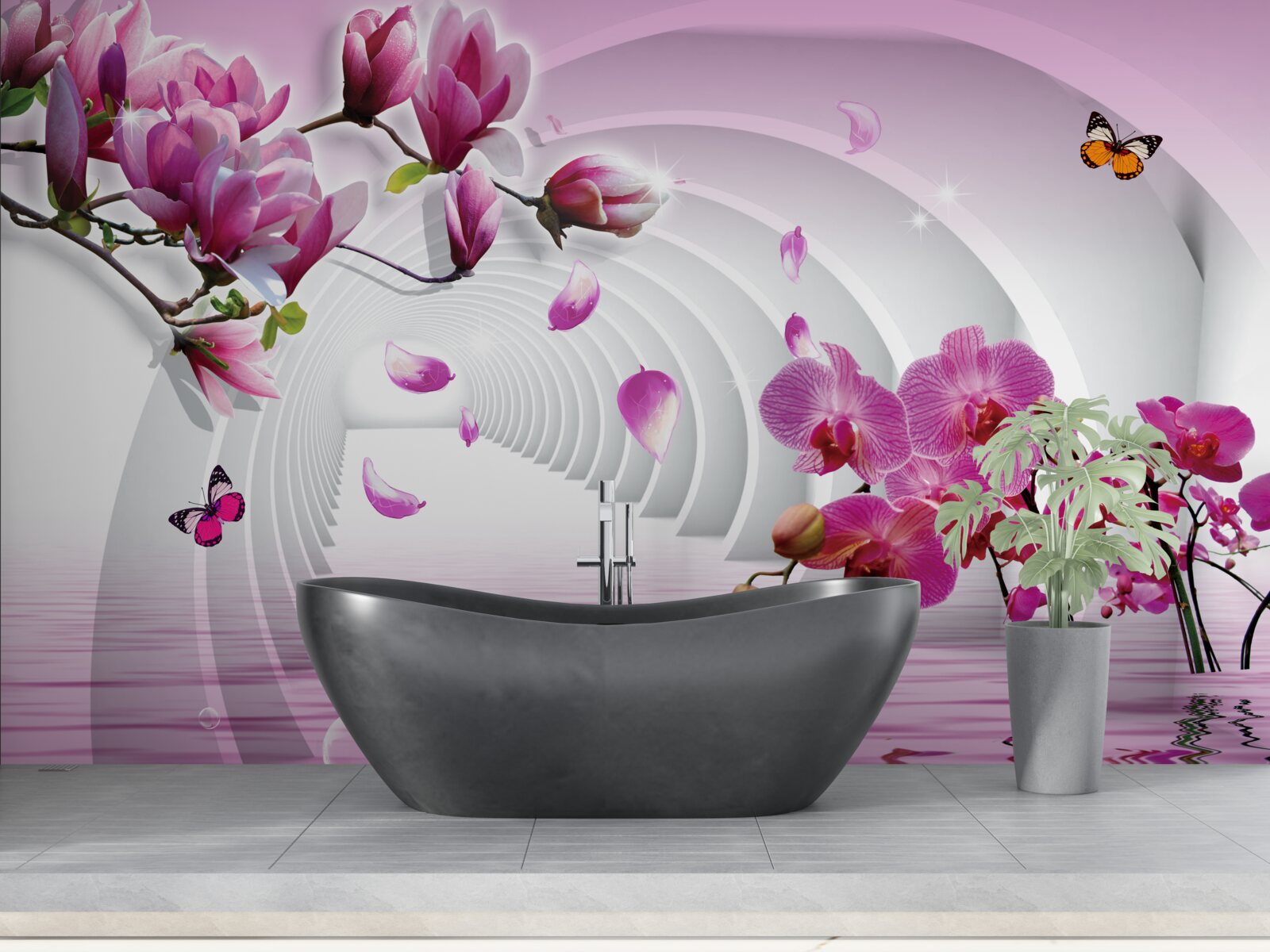 Papier peint de délicieuses nuances de rose, de magnolia et d'orchidée