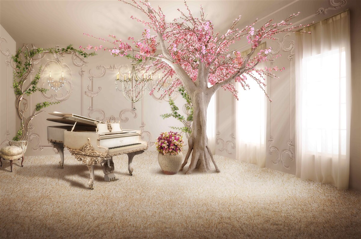 Papier peint salon magique avec arbre sakura