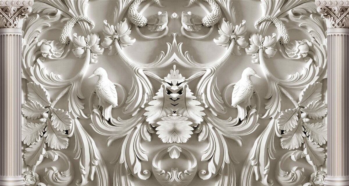 Papier peint détails volumétriques blancs sur le mur