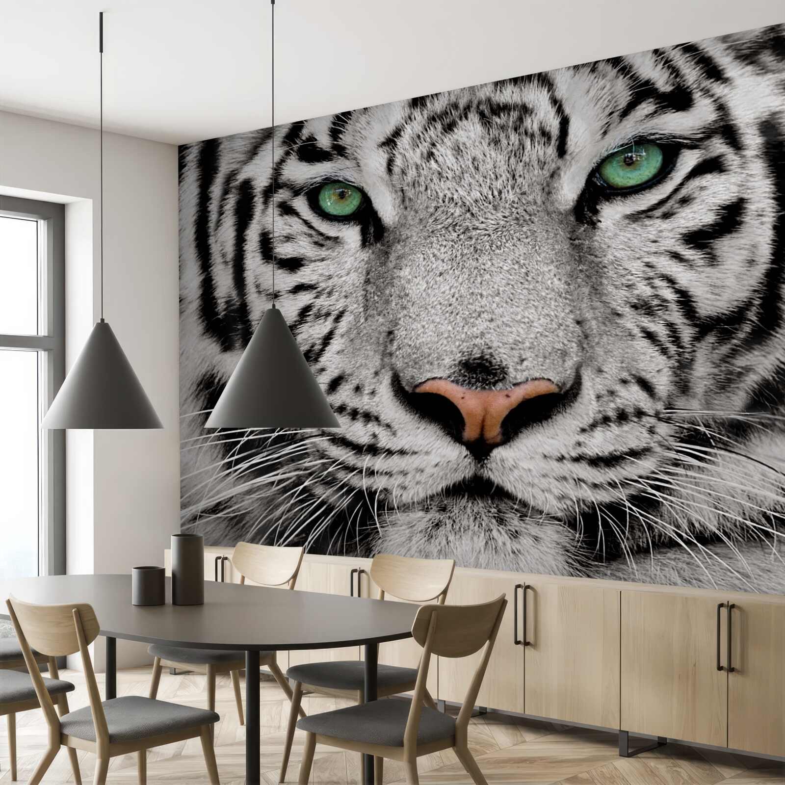 Papier peint image d'un tigre blanc