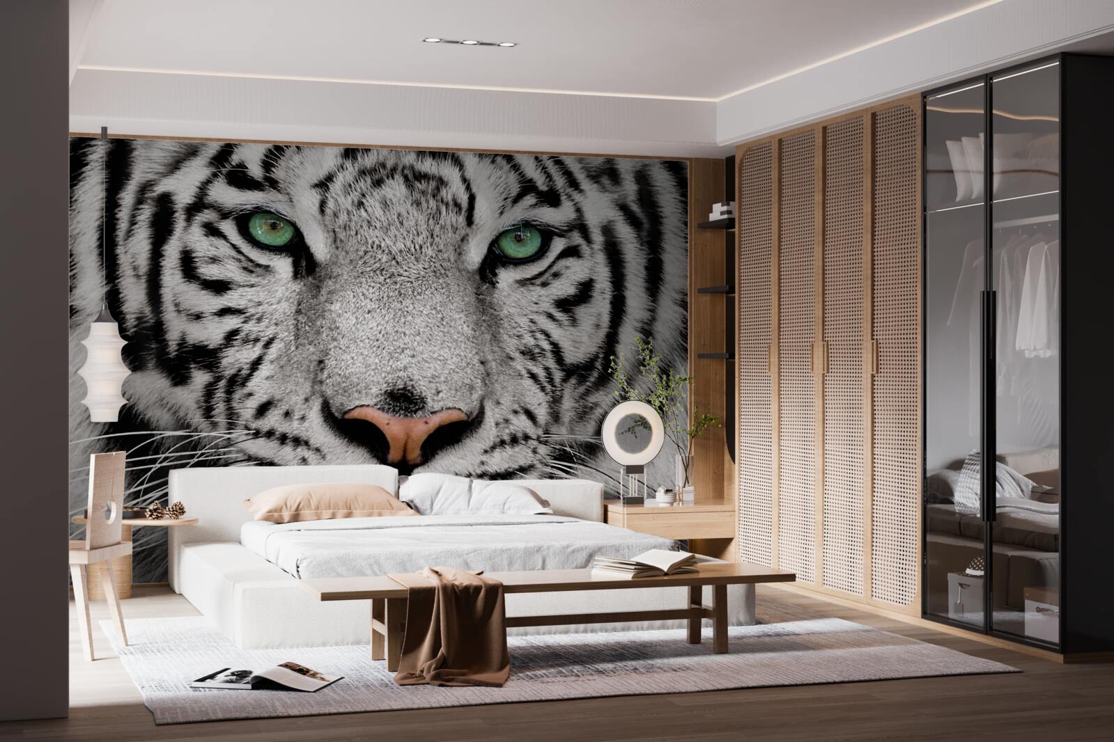 Papier peint image d'un tigre blanc