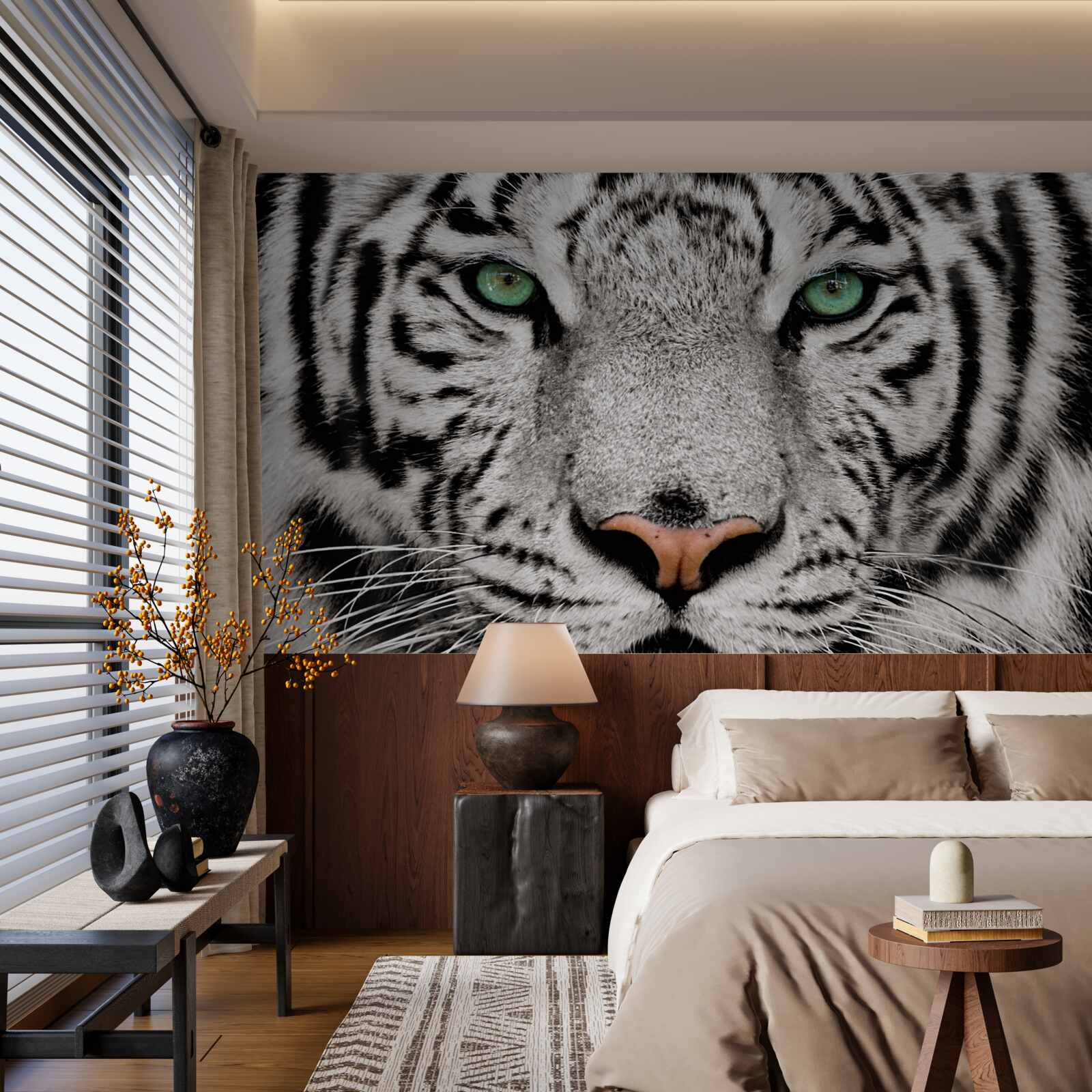 Papier peint image d'un tigre blanc