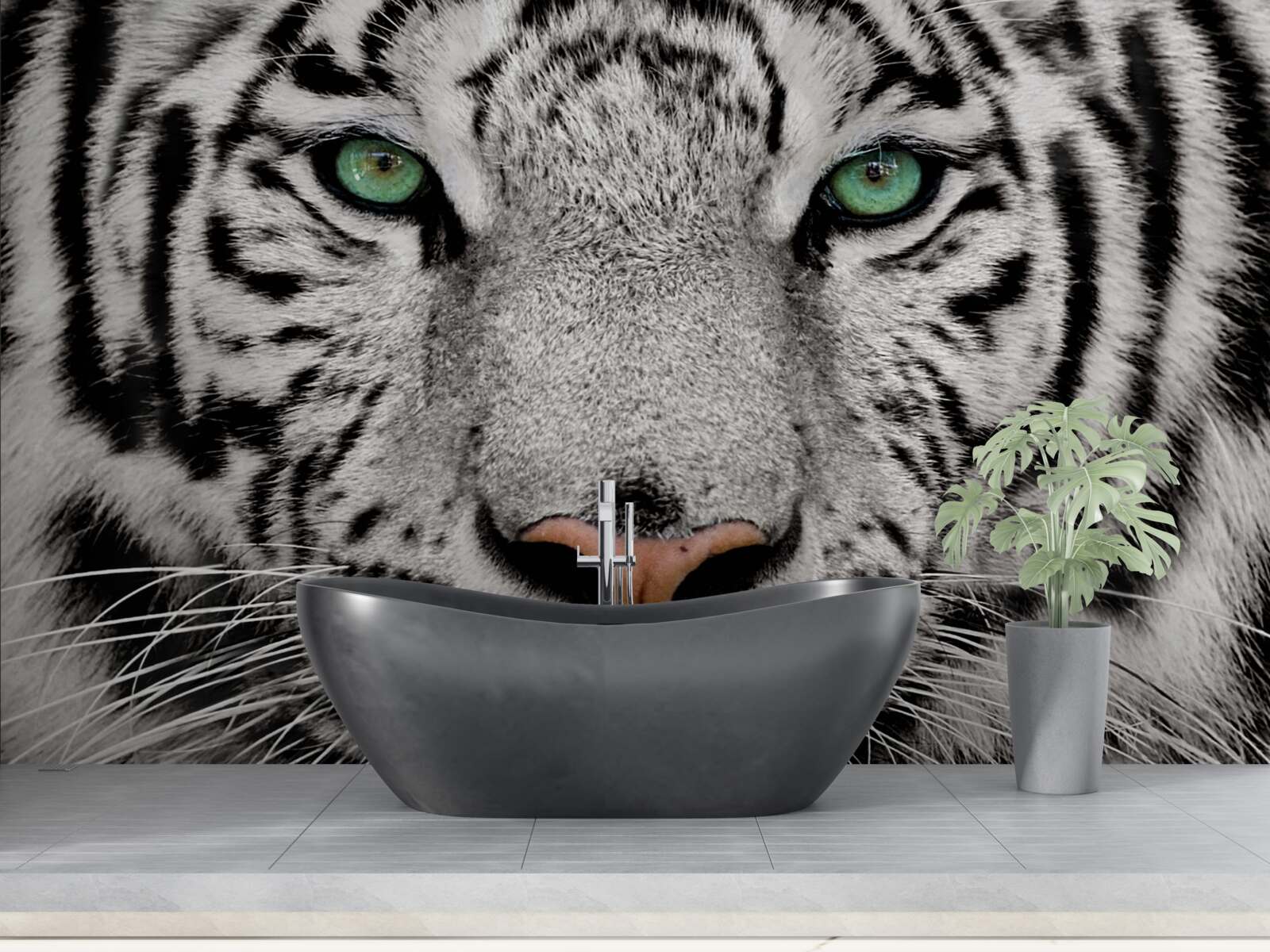 Papier peint image d'un tigre blanc