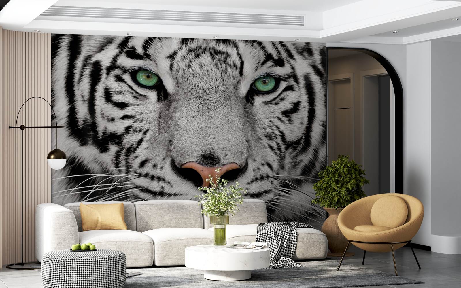 Papier peint image d'un tigre blanc