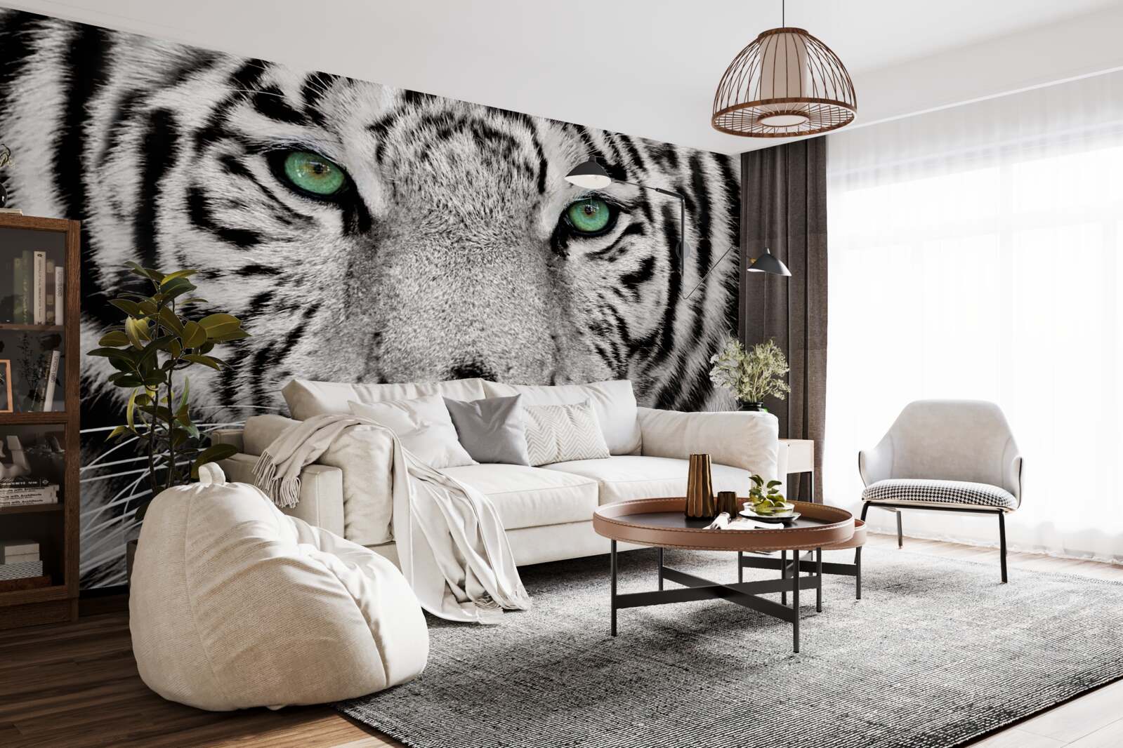 Papier peint image d'un tigre blanc