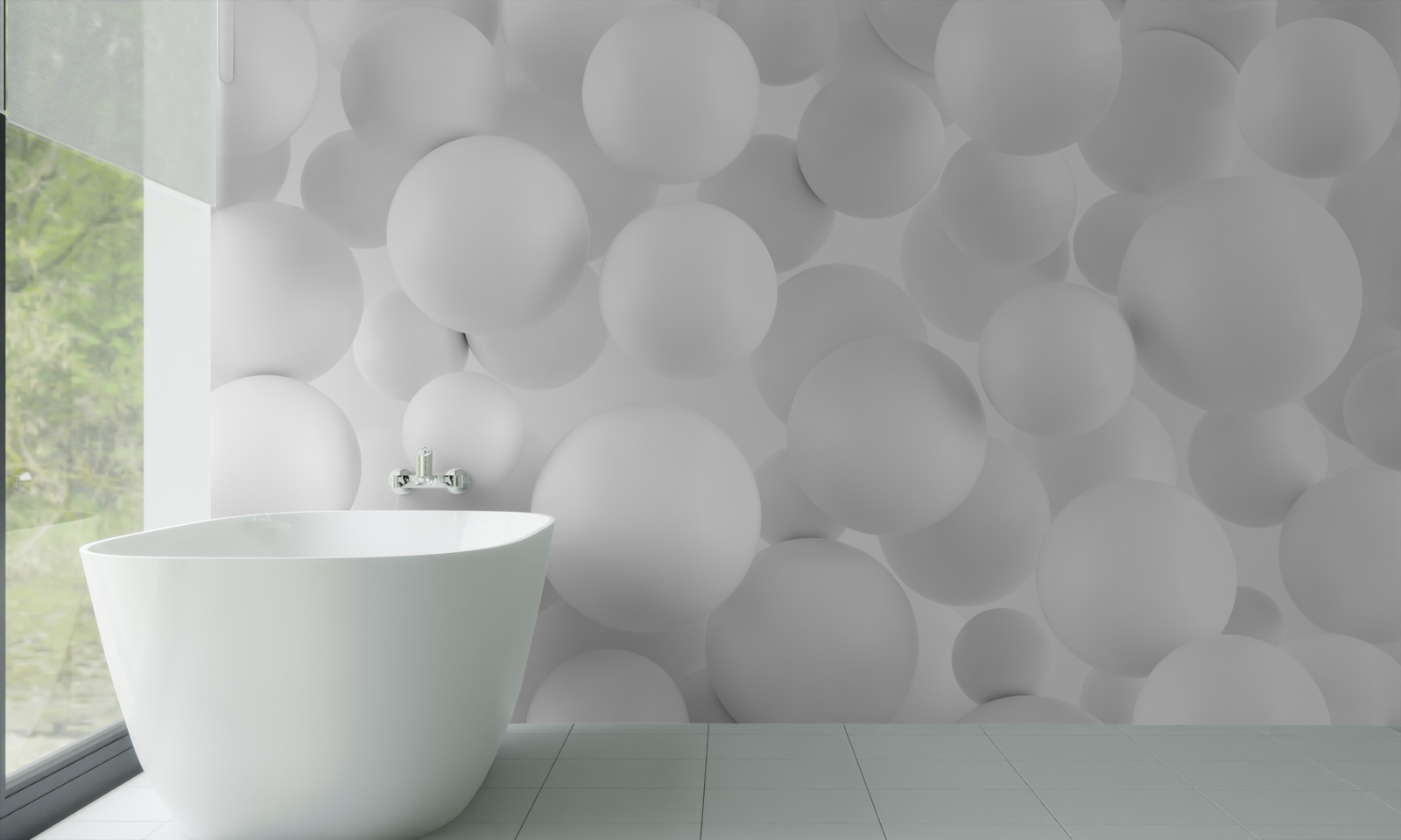 Papier peint grosses boules blanches