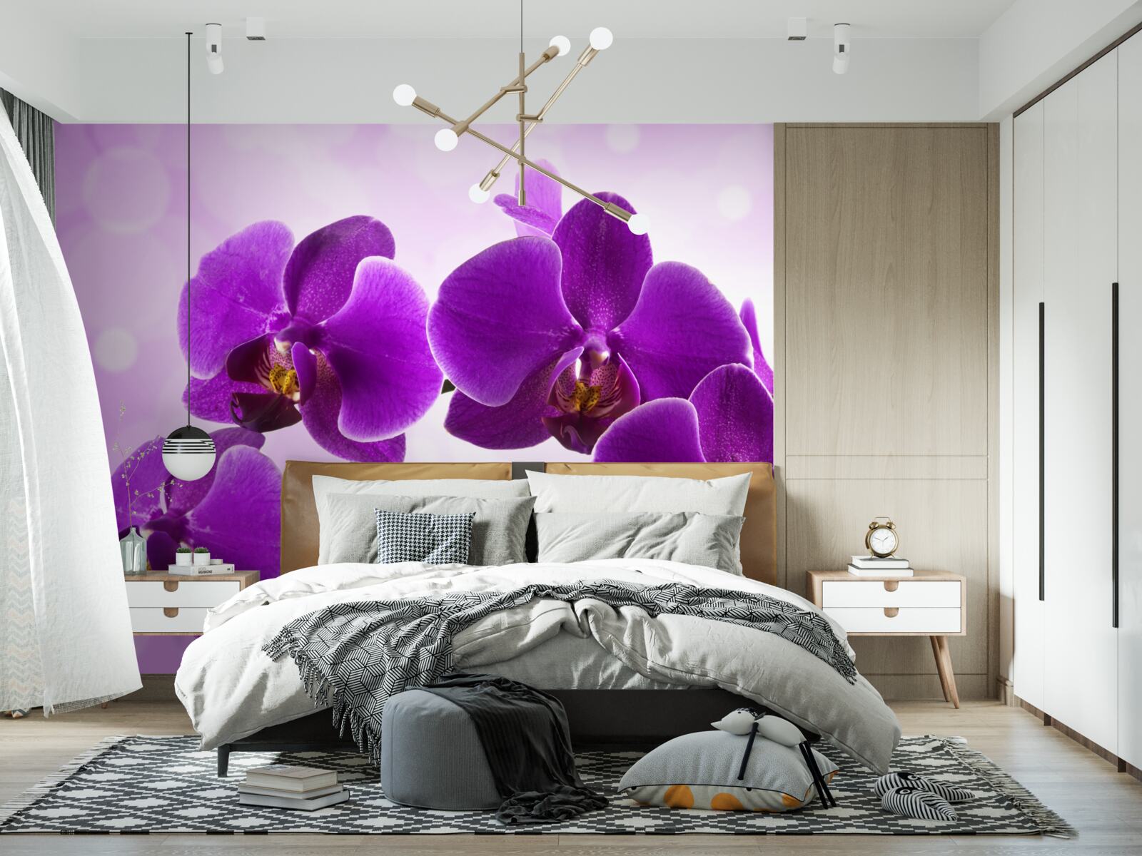 Papier peint orchidée pourpre foncé