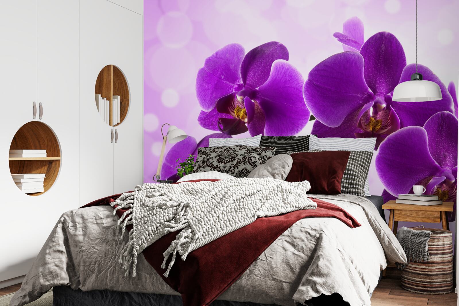 Papier peint orchidée pourpre foncé