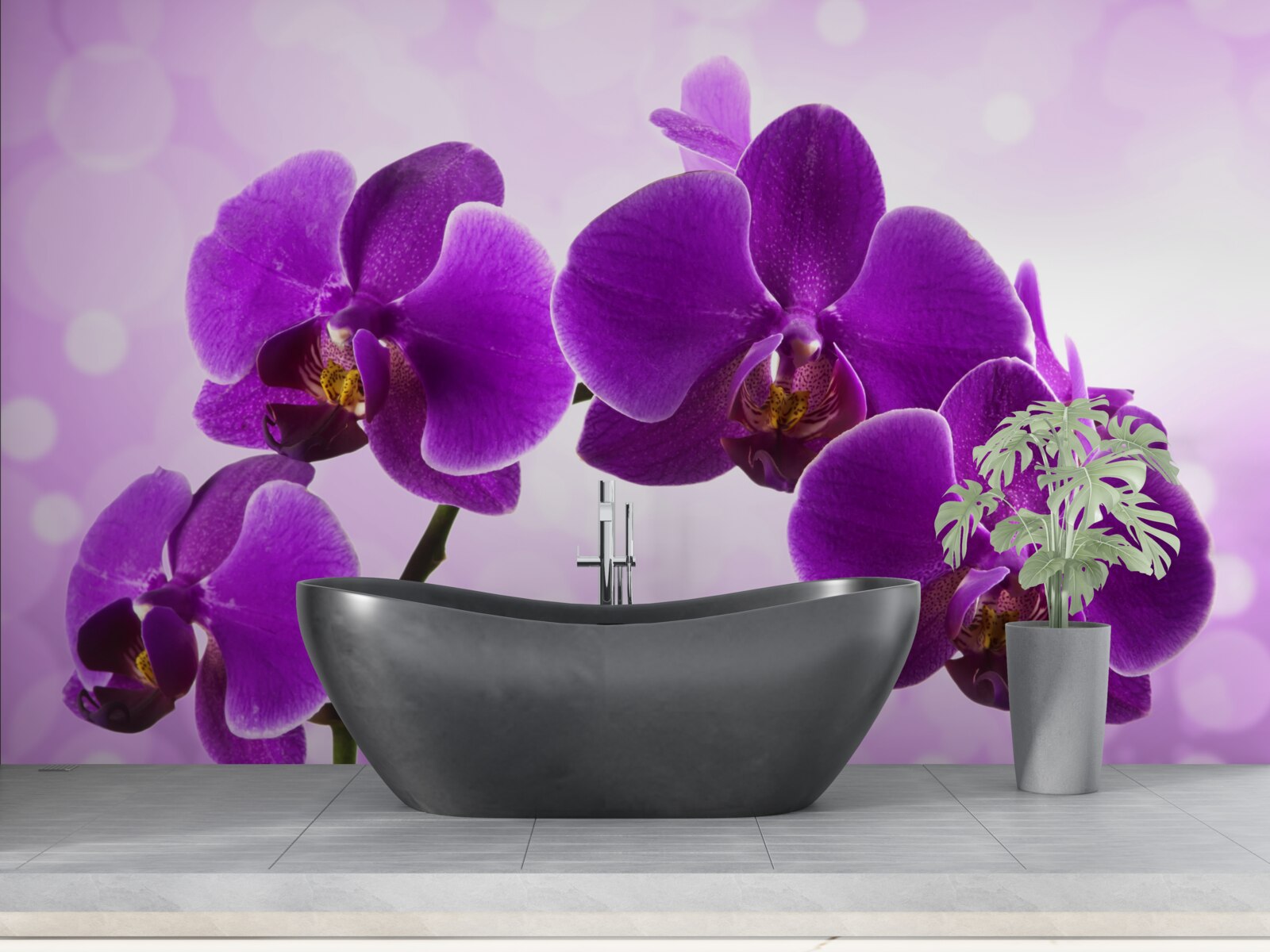 Papier peint orchidée pourpre foncé