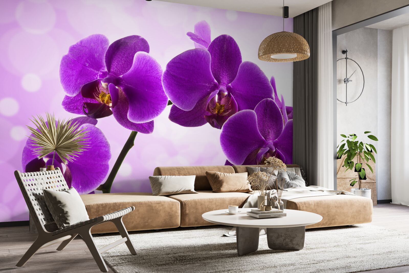 Papier peint orchidée pourpre foncé