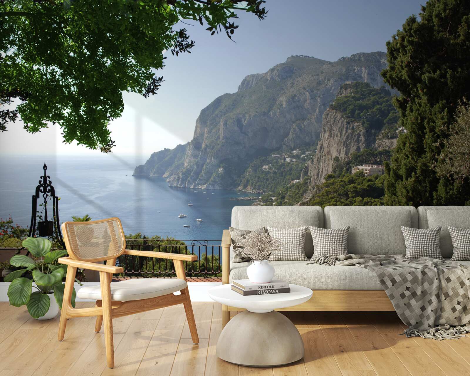 Papier peint panorama des montagnes et de l'océan