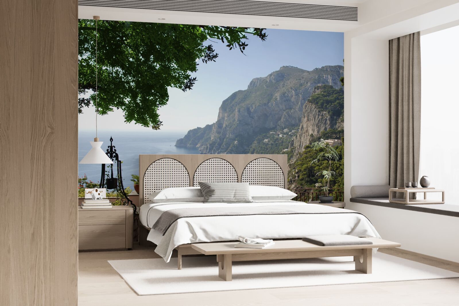 Papier peint panorama des montagnes et de l'océan