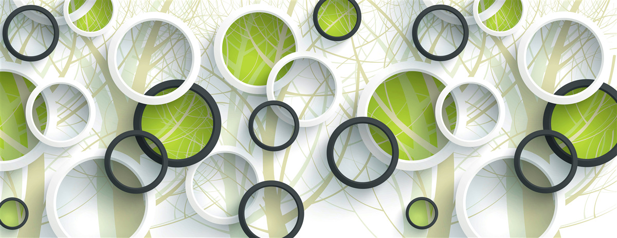 Papier peint cercles blancs et verts superposés