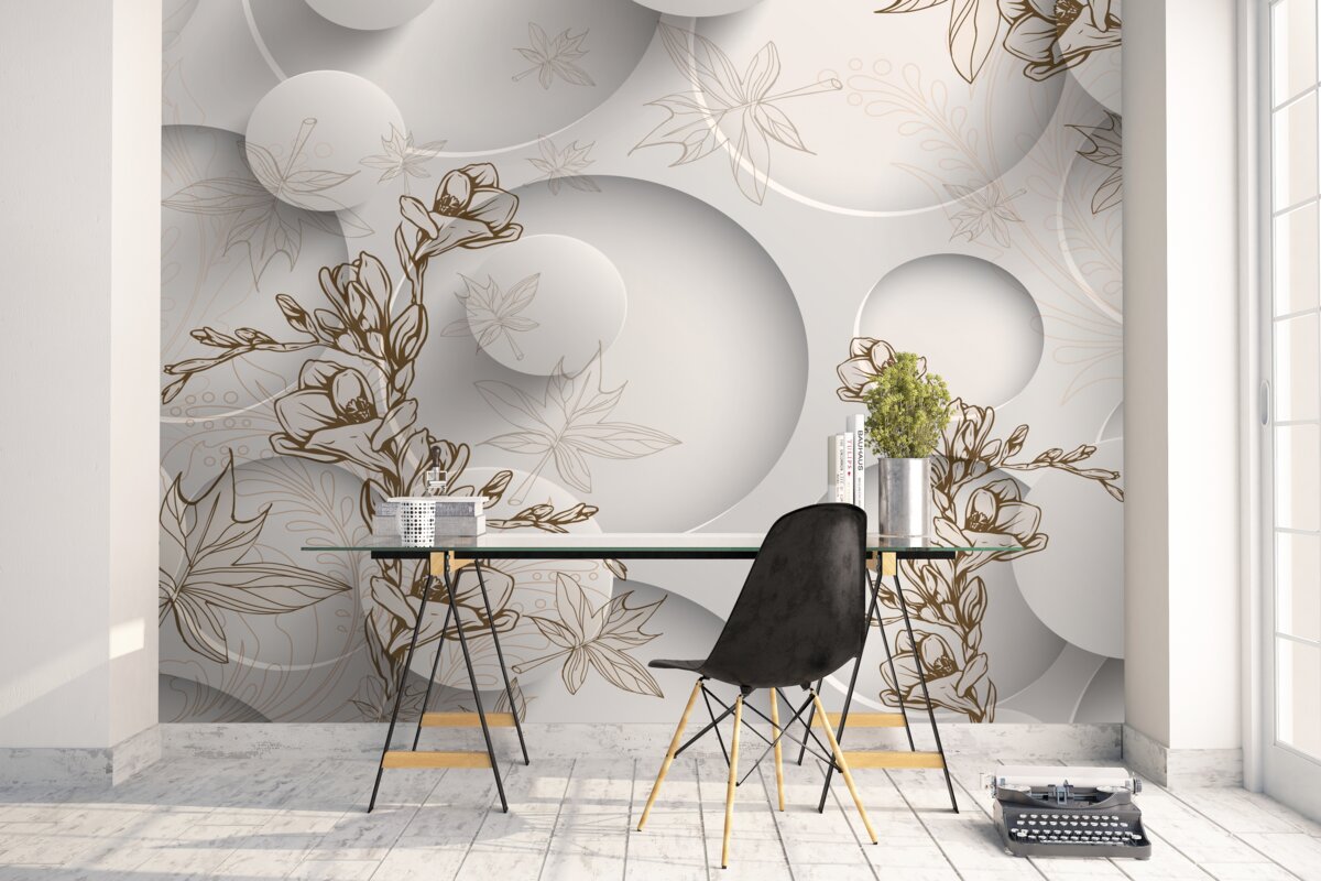 Papier peint Les magnolias sont blancs et de forme ronde