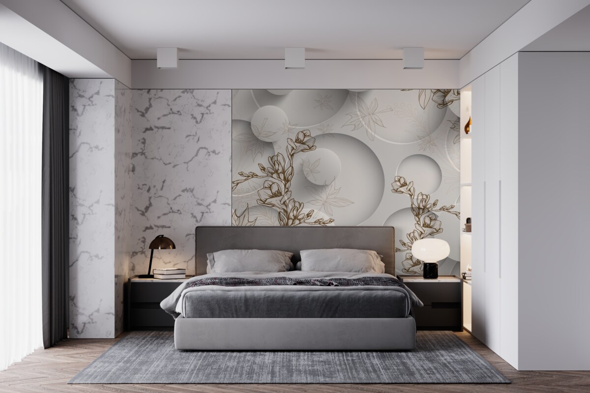 Papier peint Les magnolias sont blancs et de forme ronde